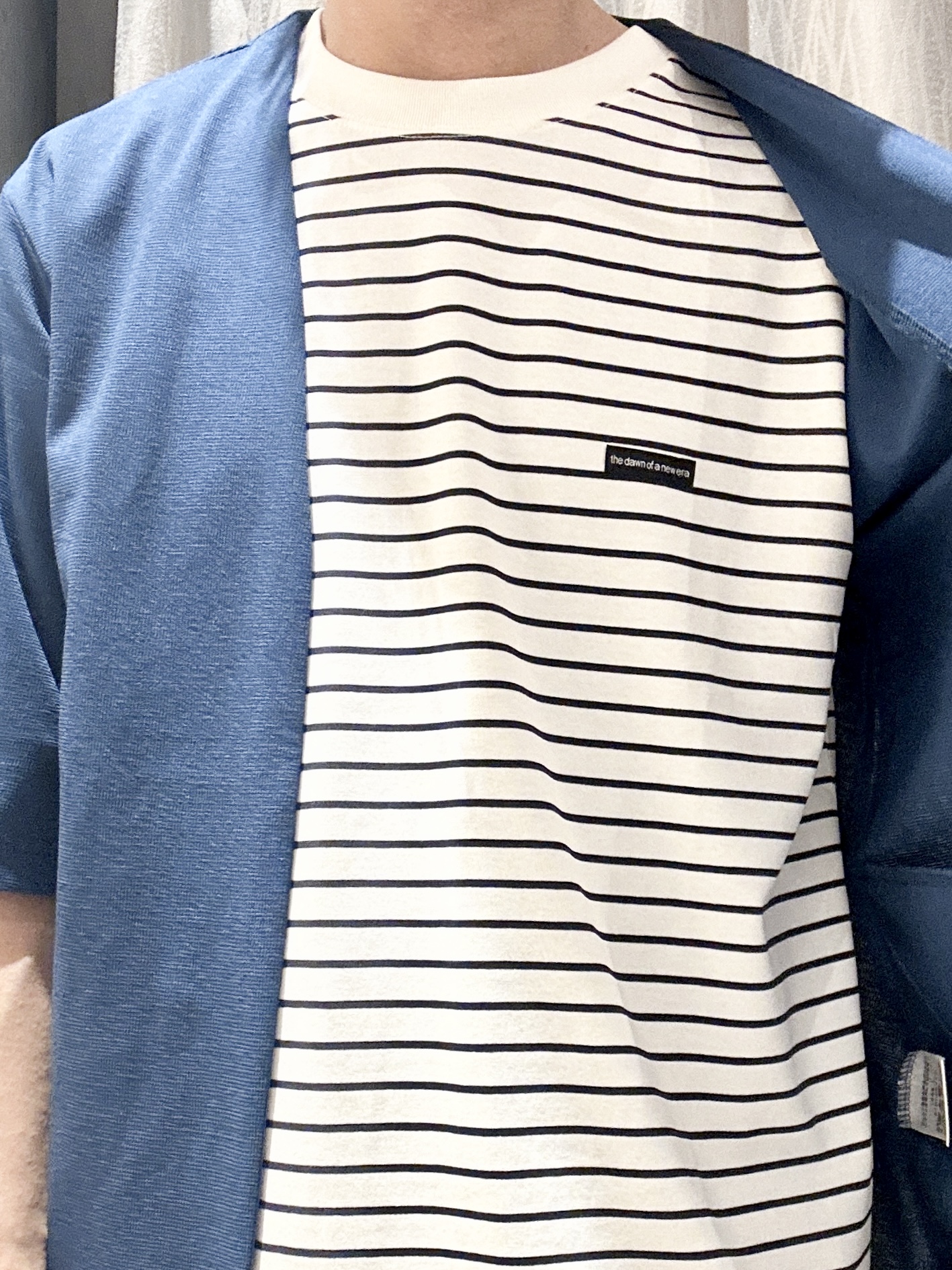KENJI Iさんの「THE SHOP TK｜メッシュ五分袖カーディガン＋半袖Tシャツ セットアイテム 洗濯機OK」を使ったコーディネート