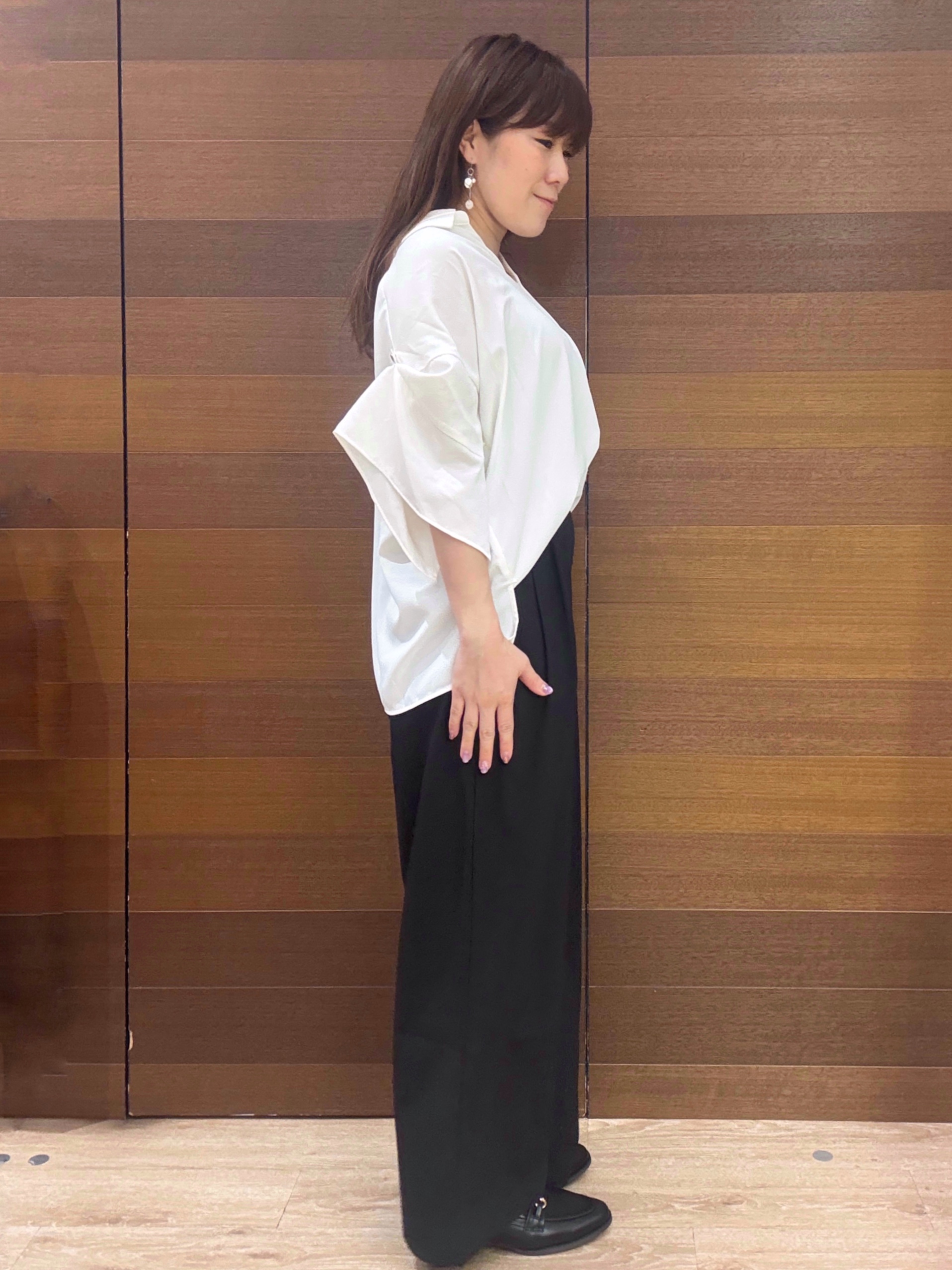 maichiさんの「OPAQUE.CLIP｜【UV／接触冷感／吸水速乾／】タックスリーブスキッパーブラウス《洗濯機OK》」を使ったコーディネート