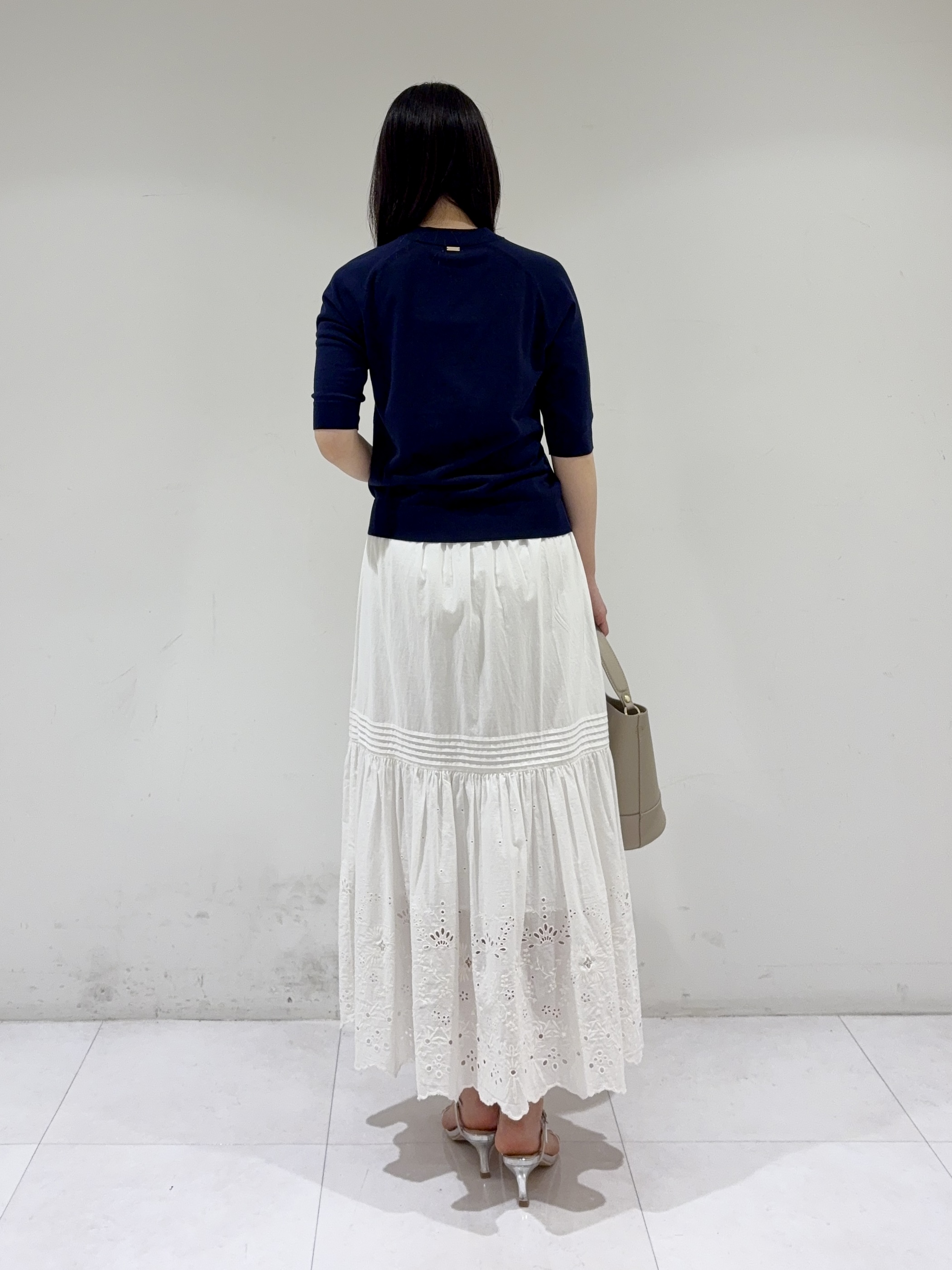 ayaさんの「DRESSTERIOR｜【ウォッシャブル】コットンシルクハーフスリーブニット」を使ったコーディネート