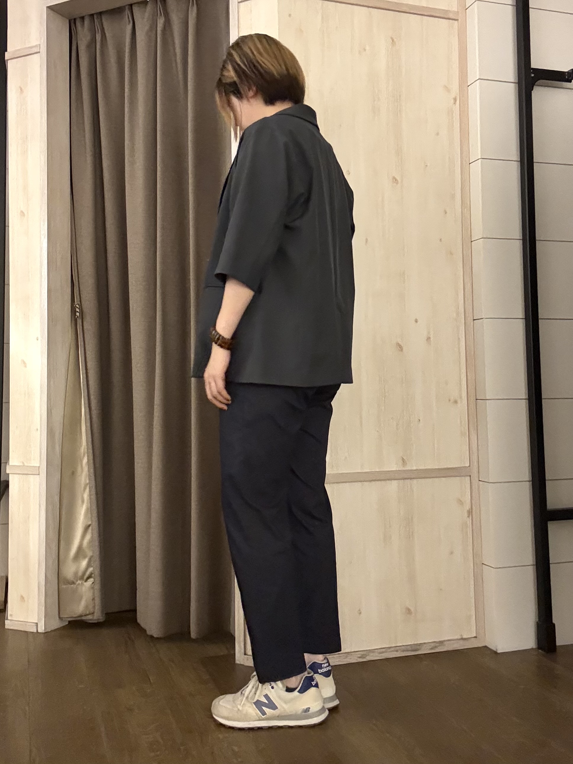 aiさんの「THE SHOP TK｜【セットアップ可】麻調ダブルブレスト 6分袖ジャケット」を使ったコーディネート