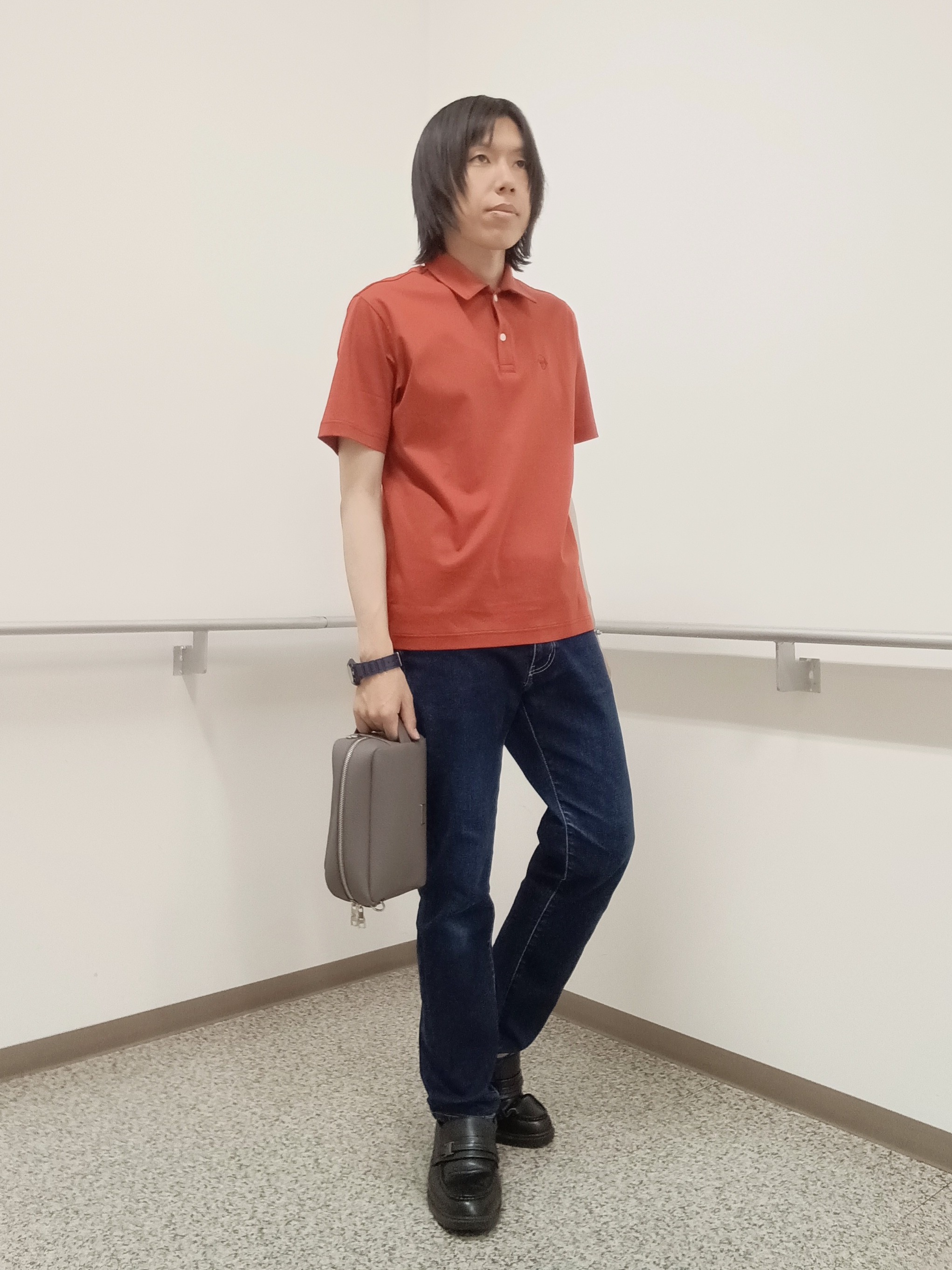 moritaさんの「TAKEO KIKUCHI｜【接触冷感】アイスクリアコットン ワンポイント ポロシャツ」を使ったコーディネート