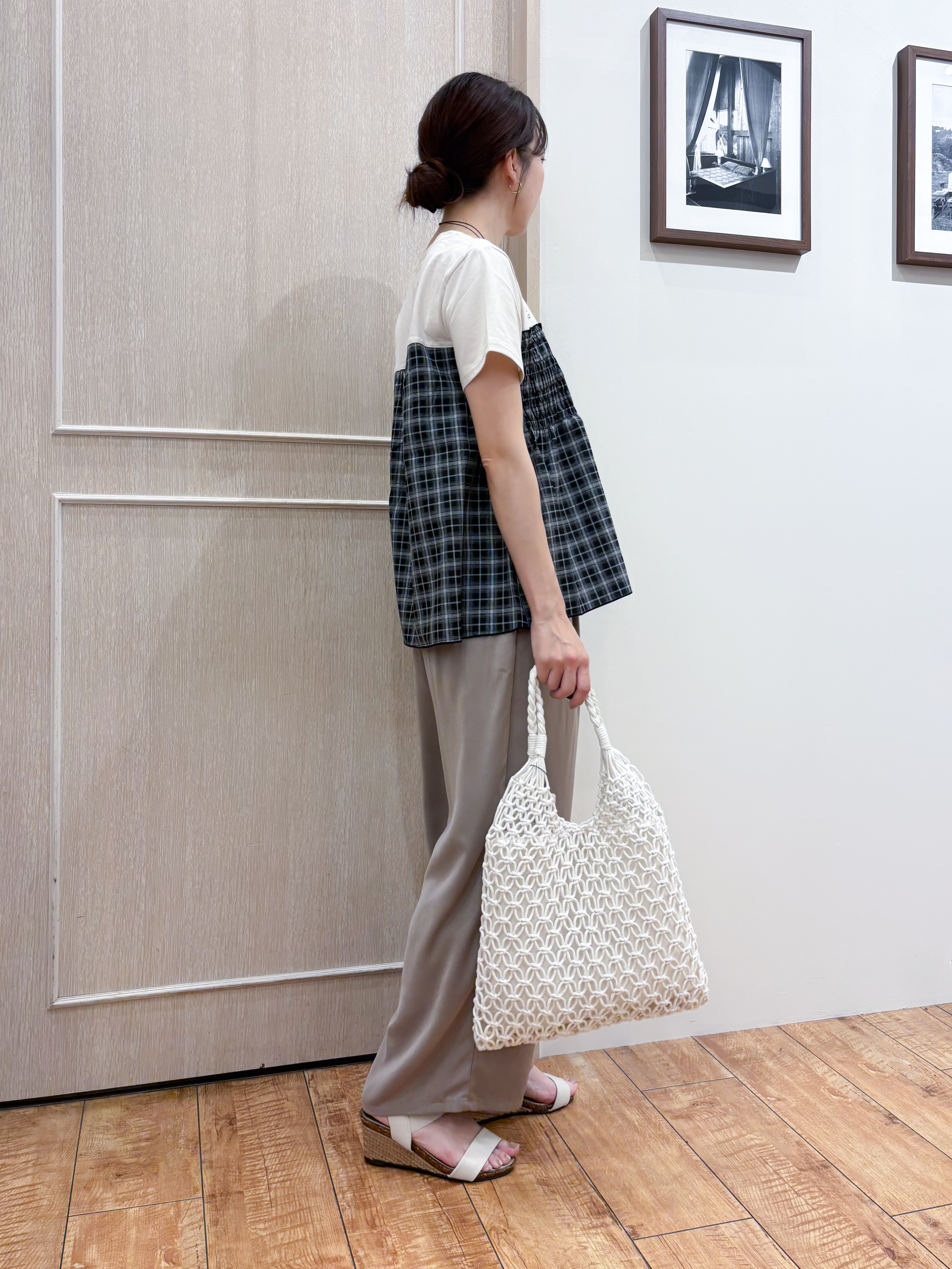 なみさんの「SHOO･LA･RUE｜【S-LL/洗濯機可】着るだけサマ見え 柄アソートビスチェ風ドッキングTシャツ」を使ったコーディネート