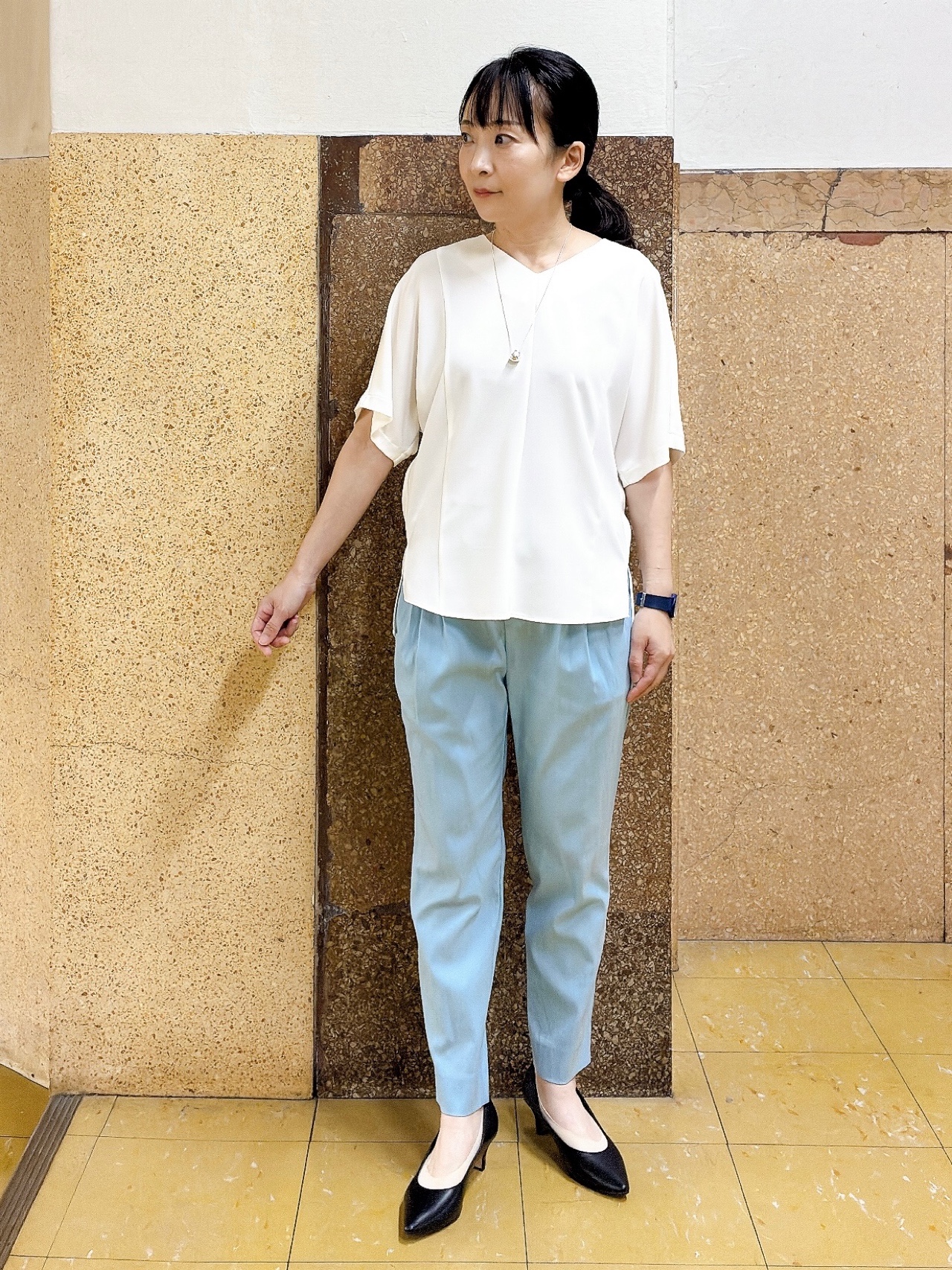 hattoriさんの「INDIVI｜【着る日傘】ドルマントップス」を使ったコーディネート