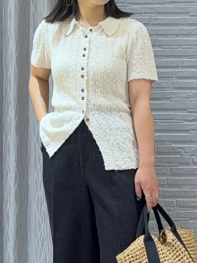 chさんの「THE SHOP TK｜襟付きスラブサマーニット」を使ったコーディネート