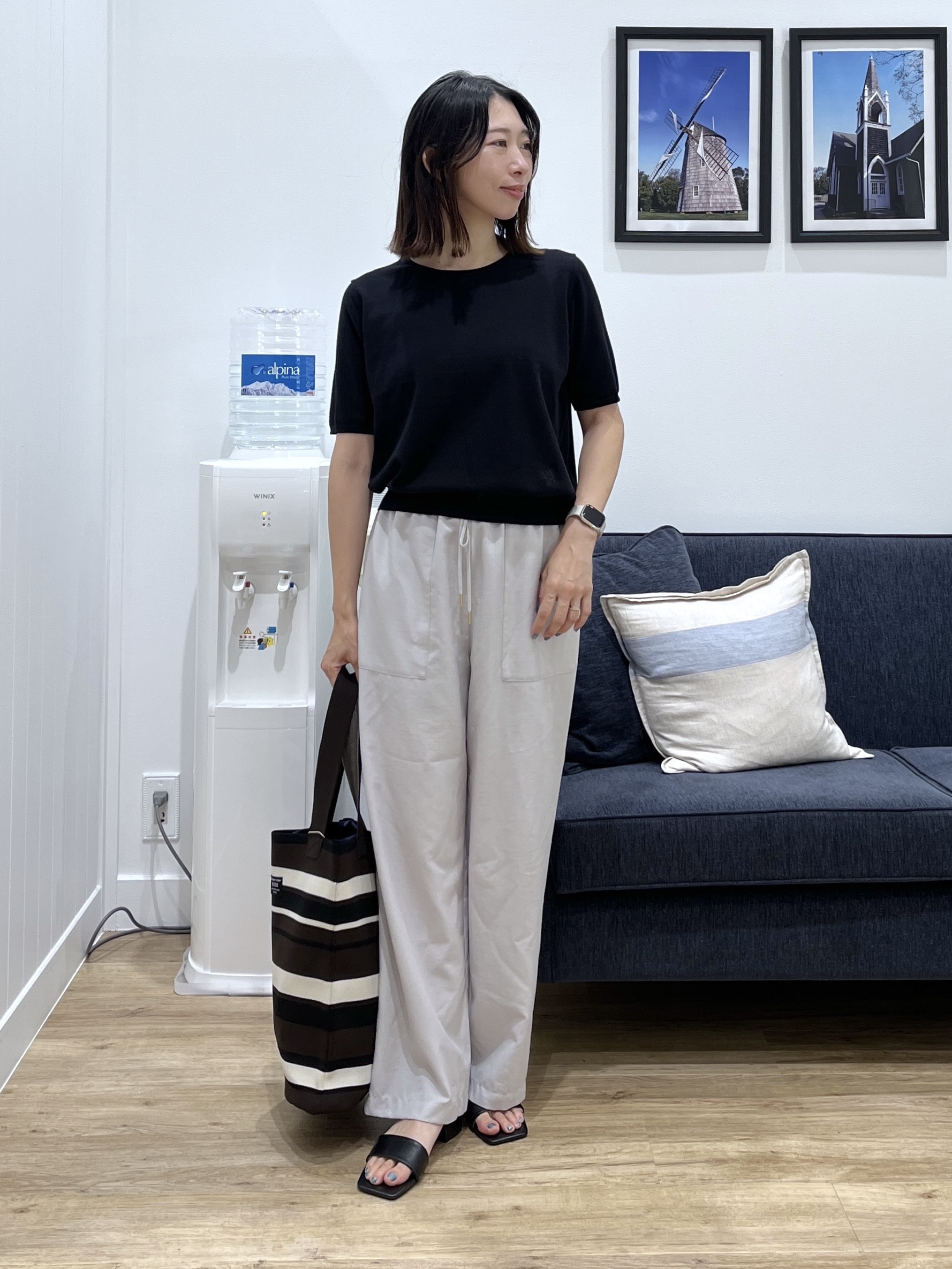canaさんの「Dessin｜【9色展開/接触冷感/UVカット】ドライタッチサマーニットT」を使ったコーディネート