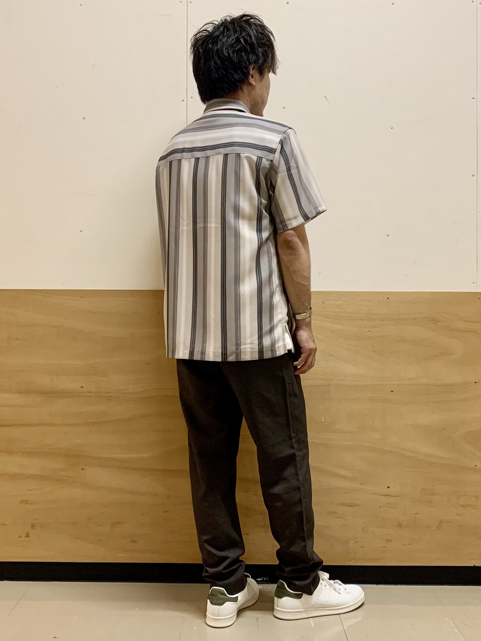 MATUさんの「THE SHOP TK｜メッシュ ストライプ半袖シャツ 洗濯機OK／通気性◎」を使ったコーディネート