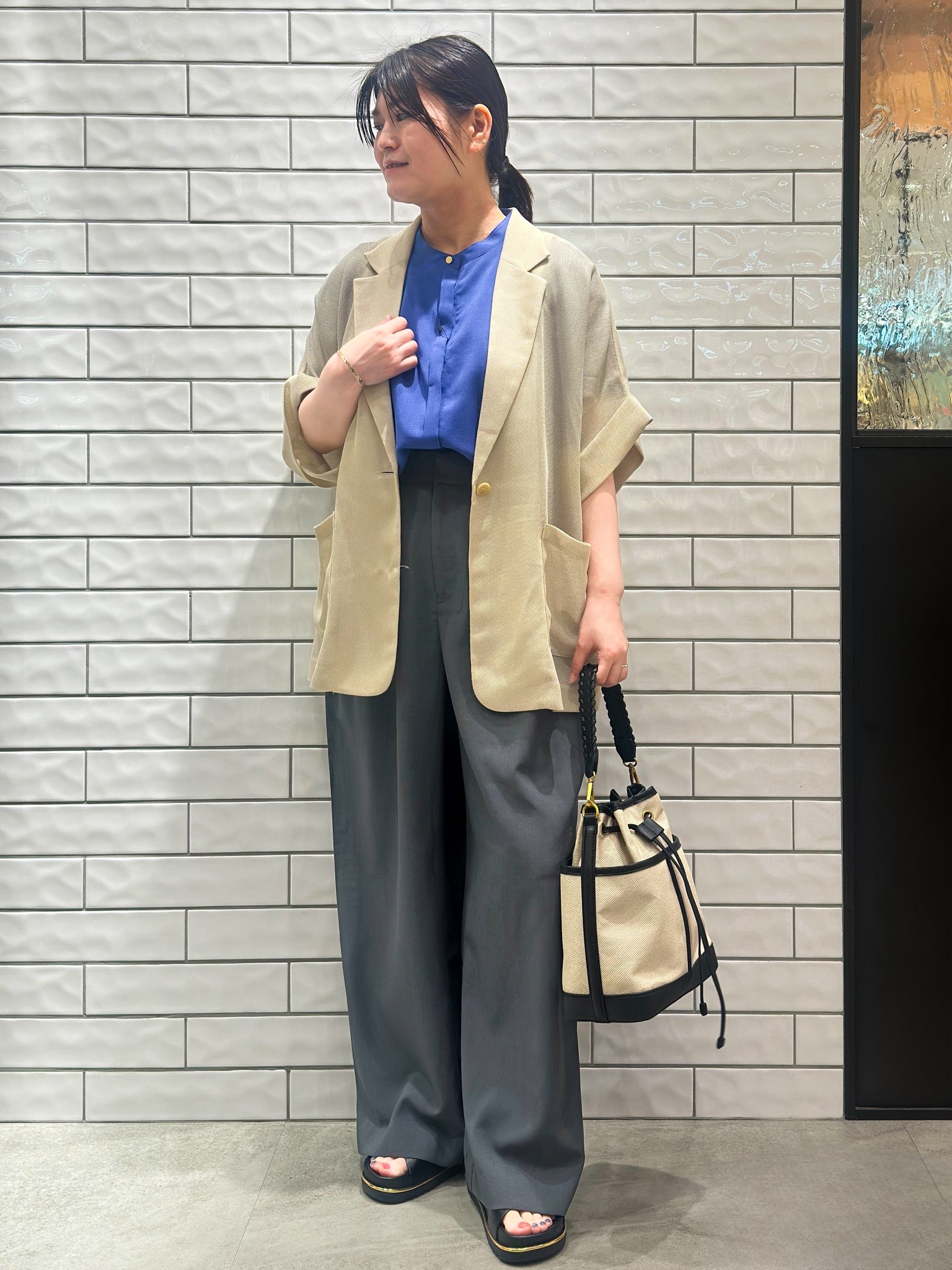 Minさんの「OPAQUE.CLIP｜メッシュテーラードジャケット【洗濯機OK】」を使ったコーディネート
