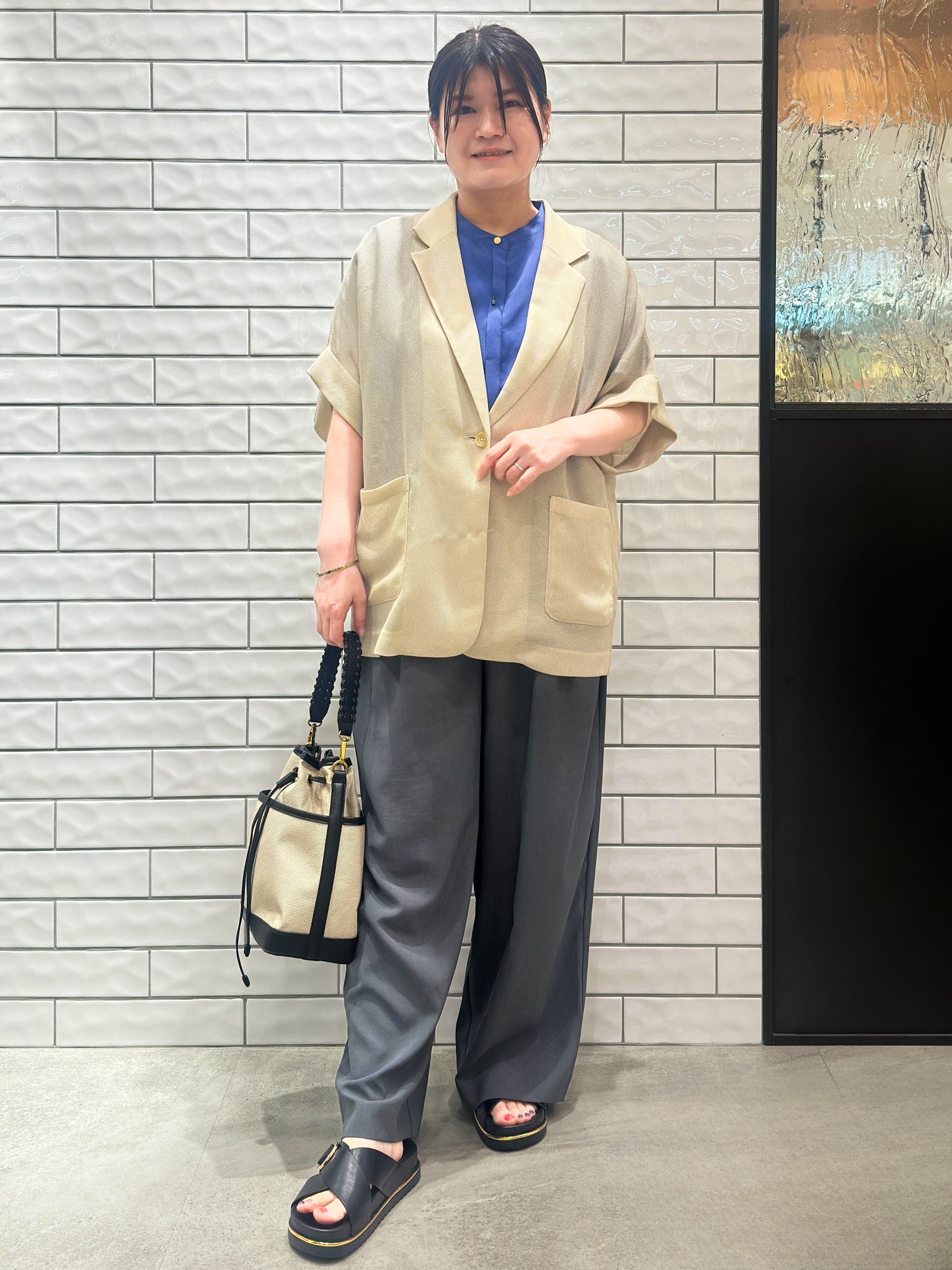Minさんの「OPAQUE.CLIP｜メッシュテーラードジャケット【洗濯機OK】」を使ったコーディネート