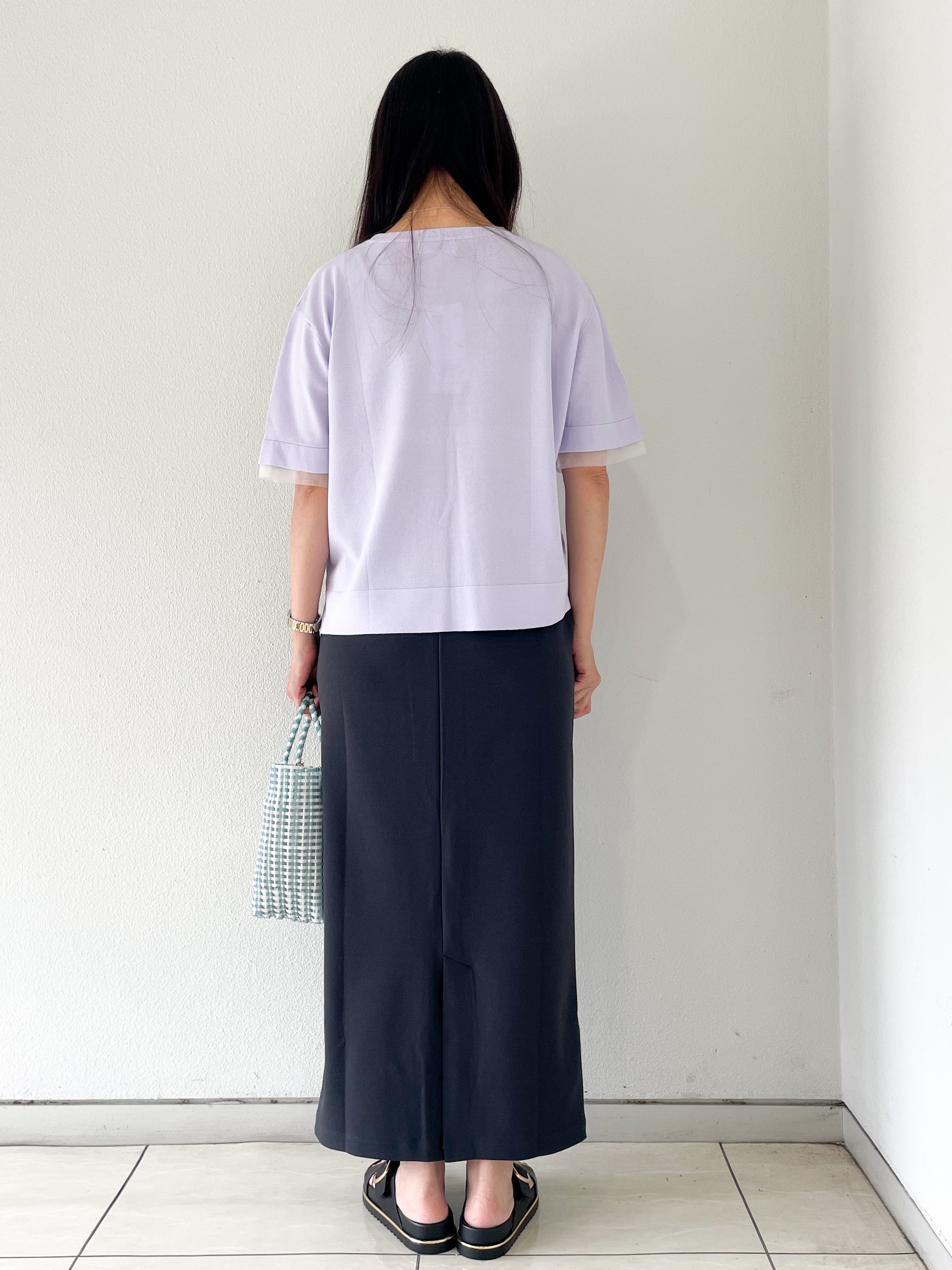 なおさんの「index｜【UV／接触冷感／抗ピル】シアー＆レイヤード風さらりニット《洗濯機OK》」を使ったコーディネート