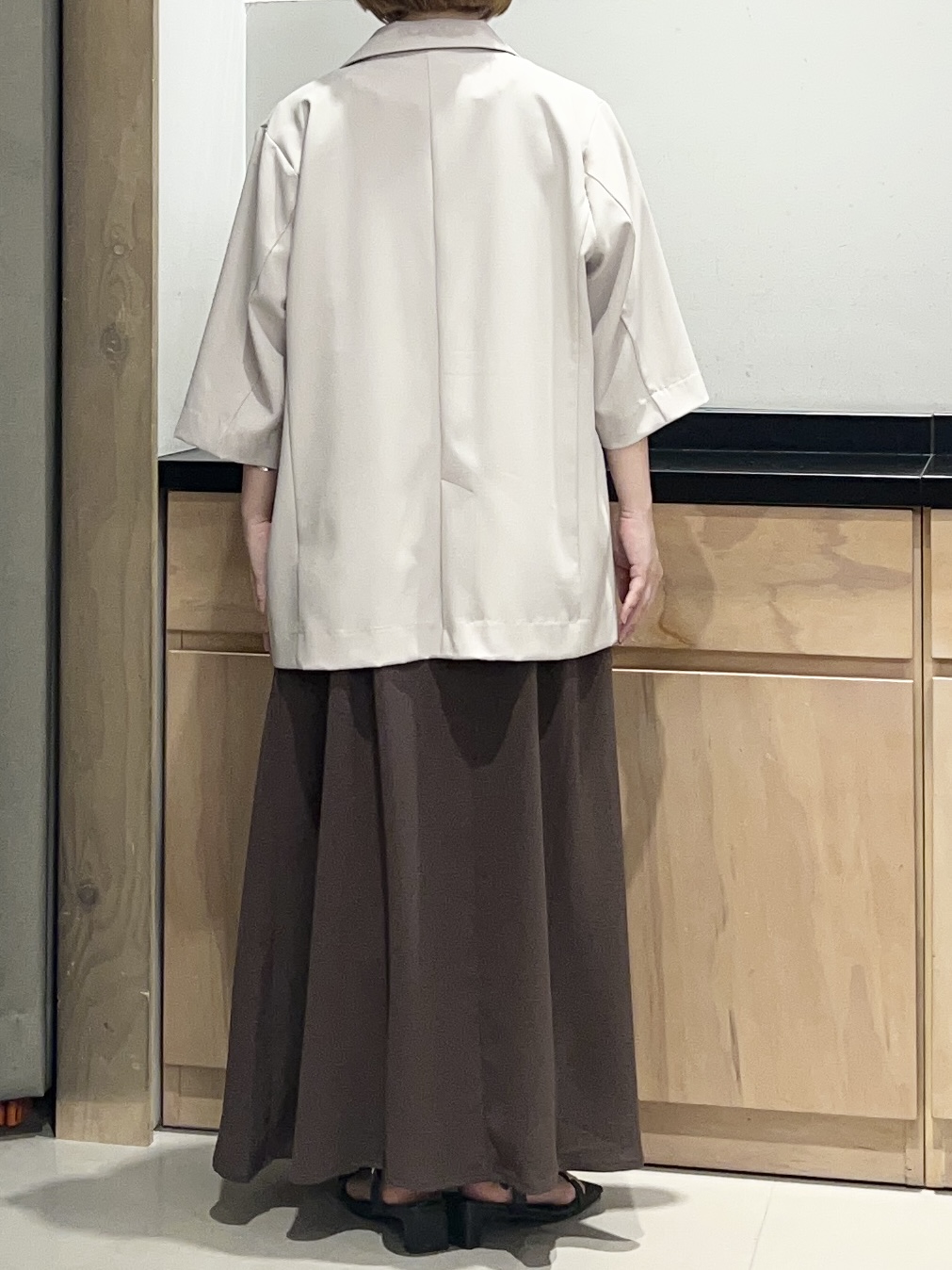 かのさんの「THE SHOP TK｜【セットアップ可】麻調ダブルブレスト 6分袖ジャケット」を使ったコーディネート