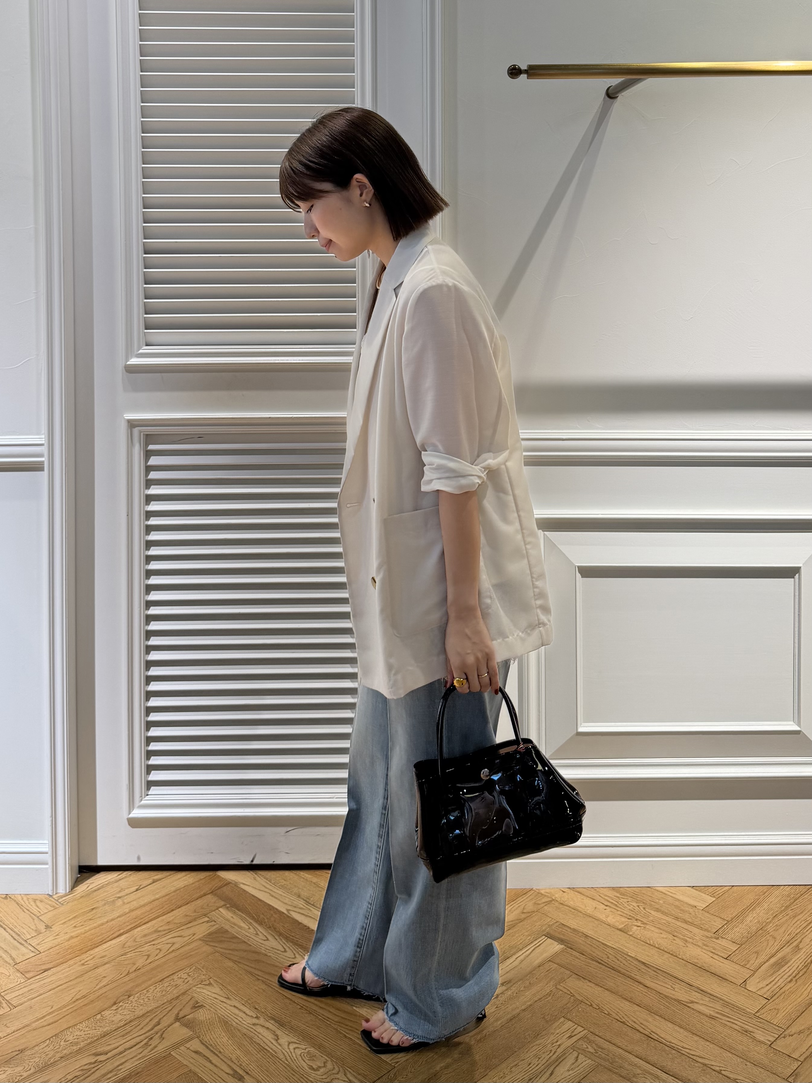 つじ まこさんの「DRESSTERIOR｜【接触冷感/防シワ機能/ウォッシャブル】クールタッチ リネンブレンドシアージャケット」を使ったコーディネート