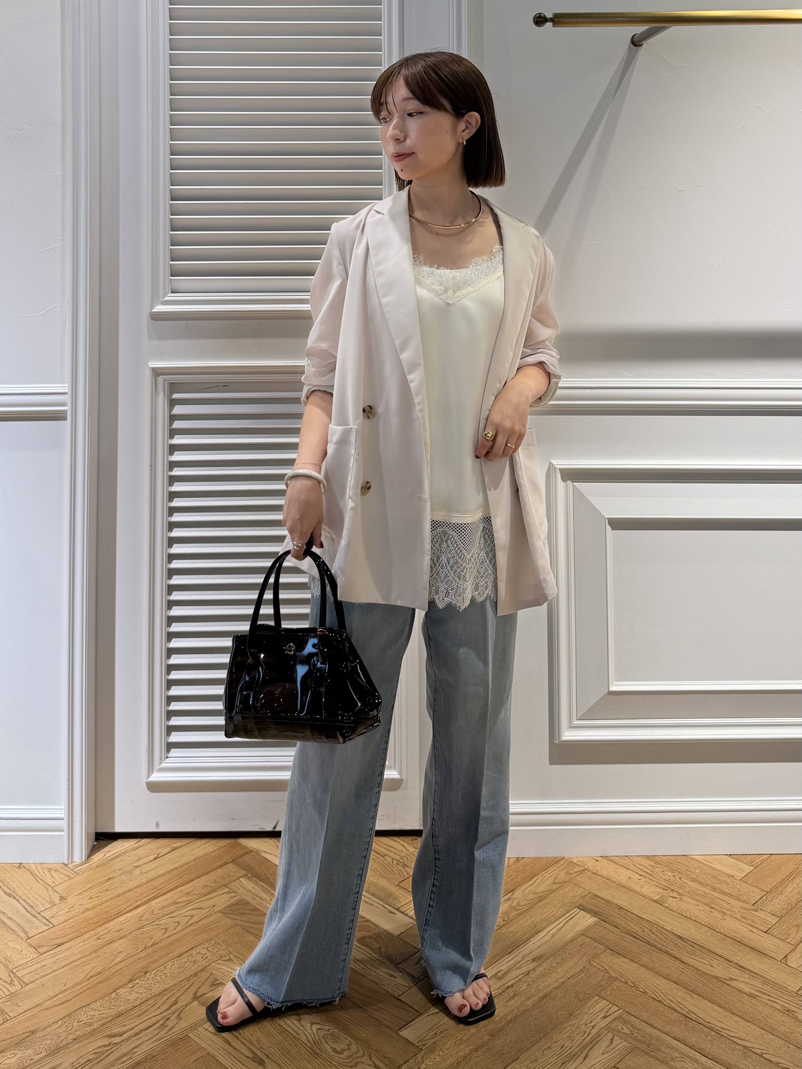 つじ まこさんの「DRESSTERIOR｜【接触冷感/防シワ機能/ウォッシャブル】クールタッチ リネンブレンドシアージャケット」を使ったコーディネート