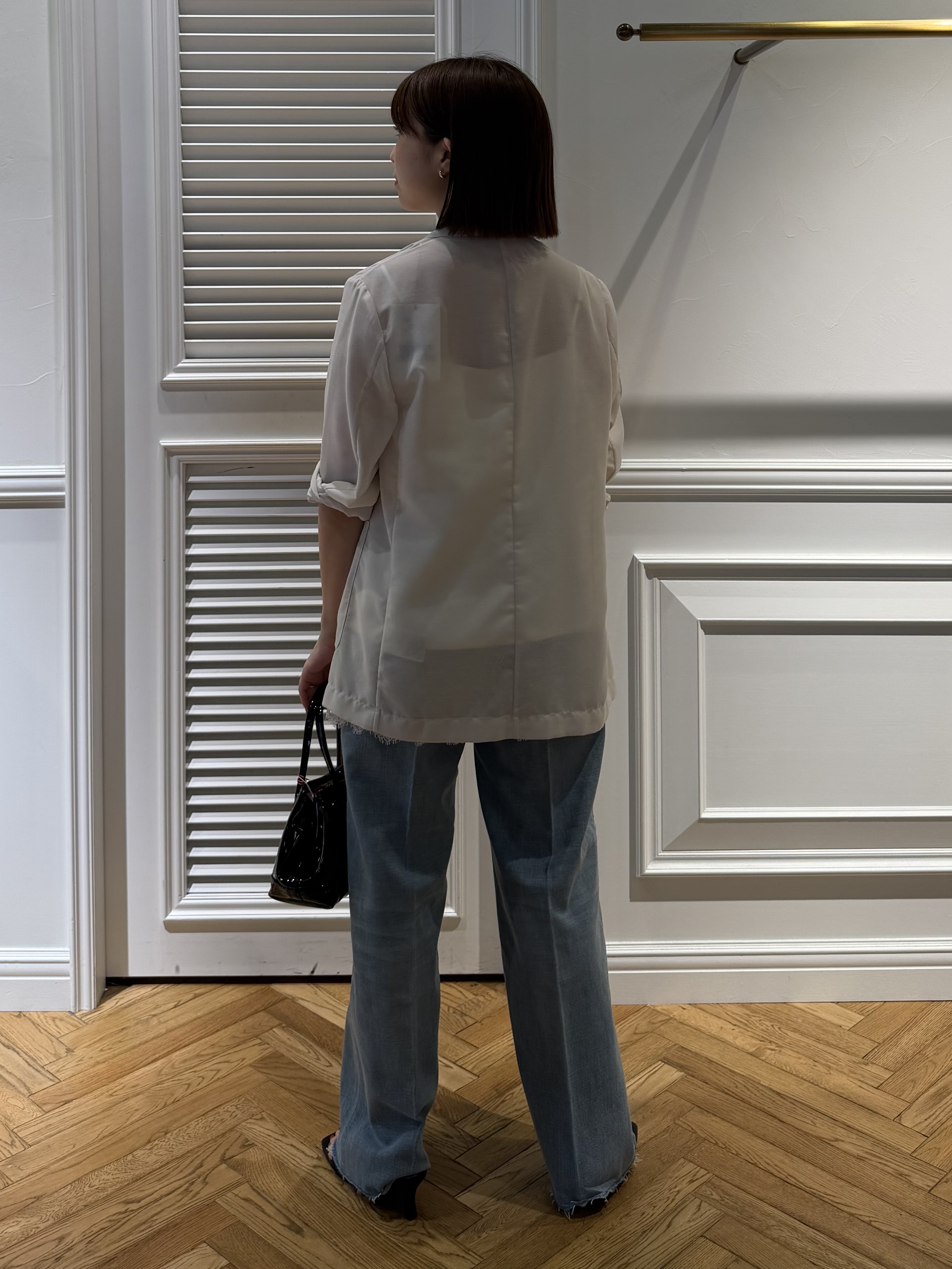 つじ まこさんの「DRESSTERIOR｜【接触冷感/防シワ機能/ウォッシャブル】クールタッチ リネンブレンドシアージャケット」を使ったコーディネート