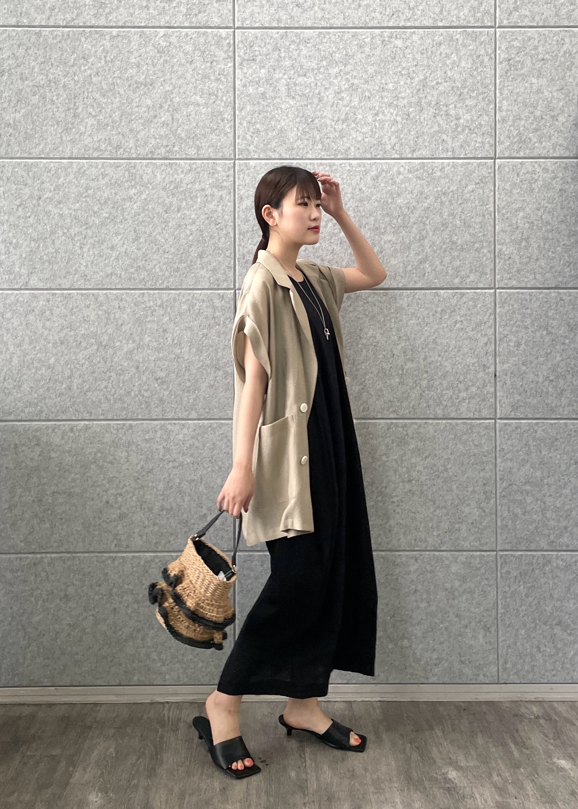 Renoさんの「INDIVI｜ワッシャーシアー半袖ダブルジャケット」を使ったコーディネート