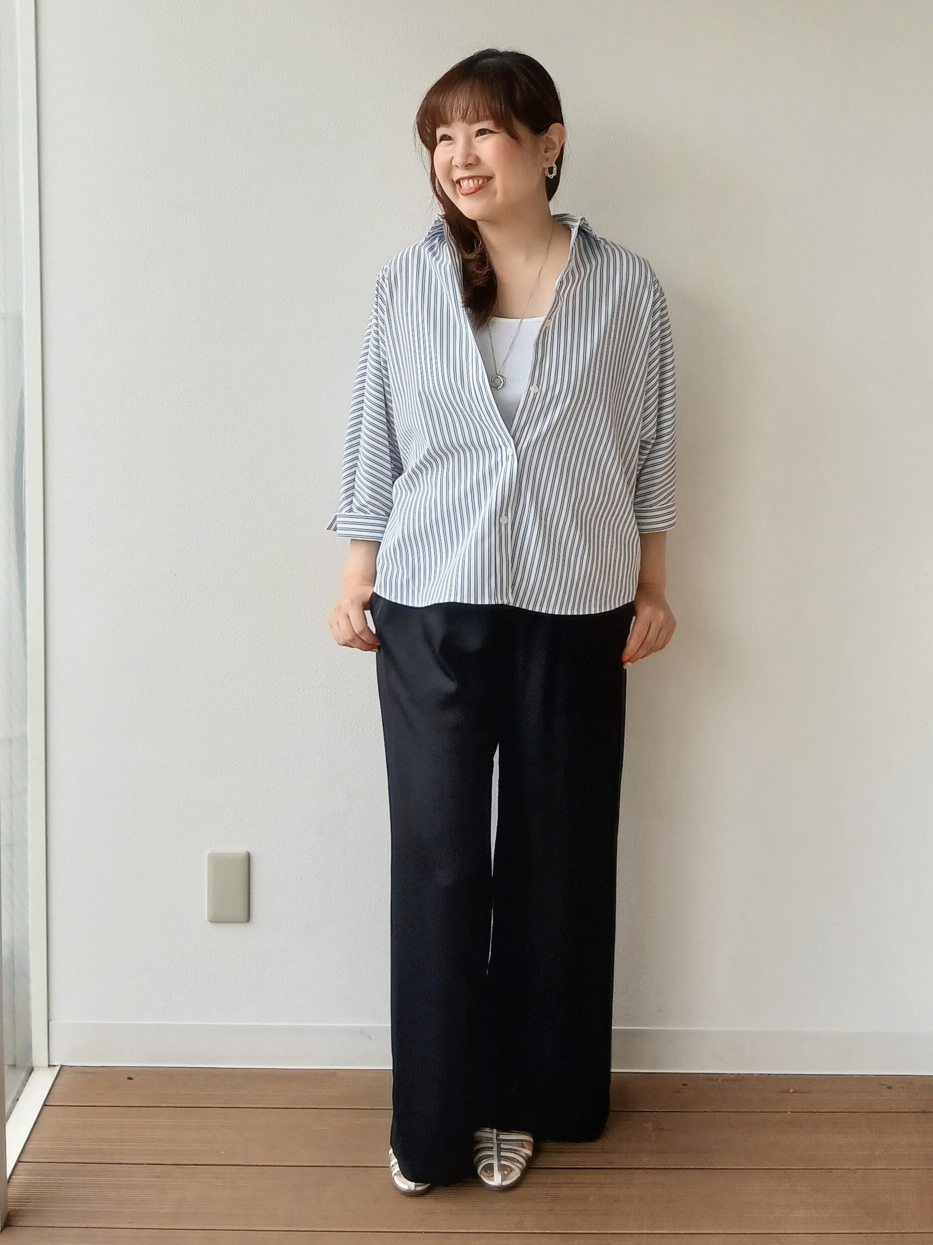 なみきさんの「UNTITLED｜【接触冷感/吸水速乾/UVカット】ドルマンスリーブシャツ」を使ったコーディネート