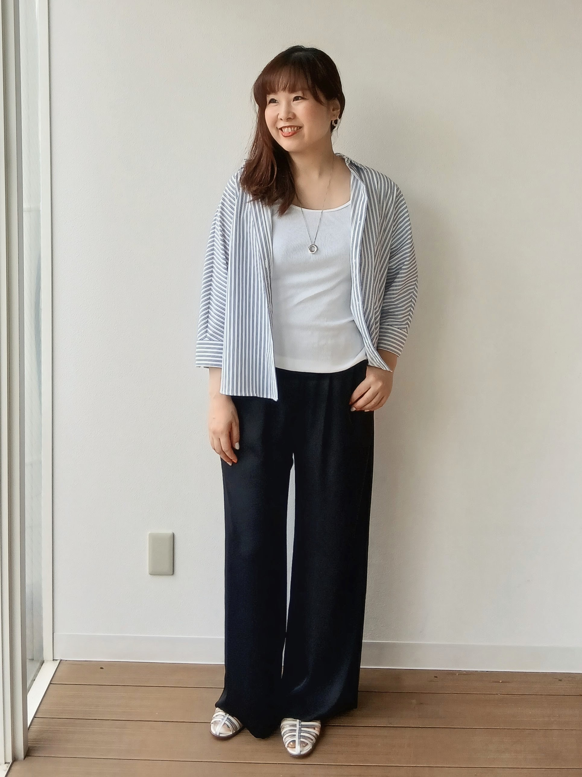 なみきさんの「UNTITLED｜【接触冷感/吸水速乾/UVカット】ドルマンスリーブシャツ」を使ったコーディネート