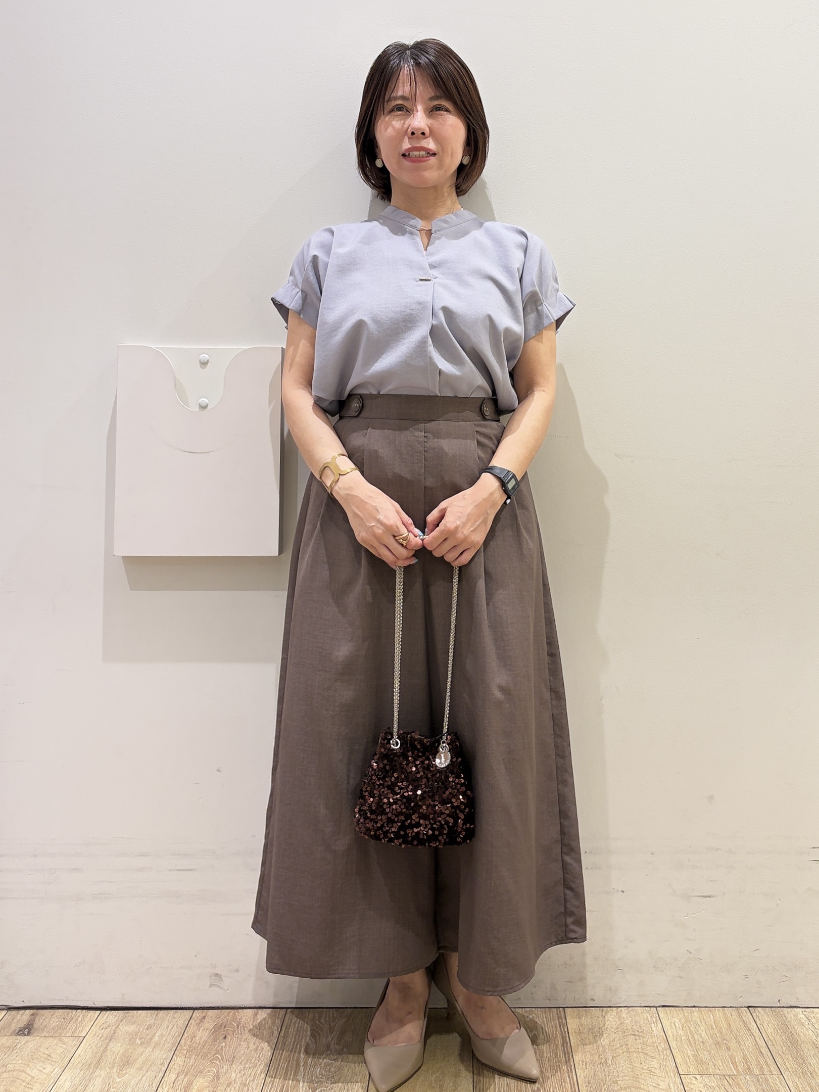 YUKOさんの「index｜【接触冷感／吸水速乾】タックスキッパーブラウス《防シワ／イージーアイロン／洗濯機OK／9col》」を使ったコーディネート