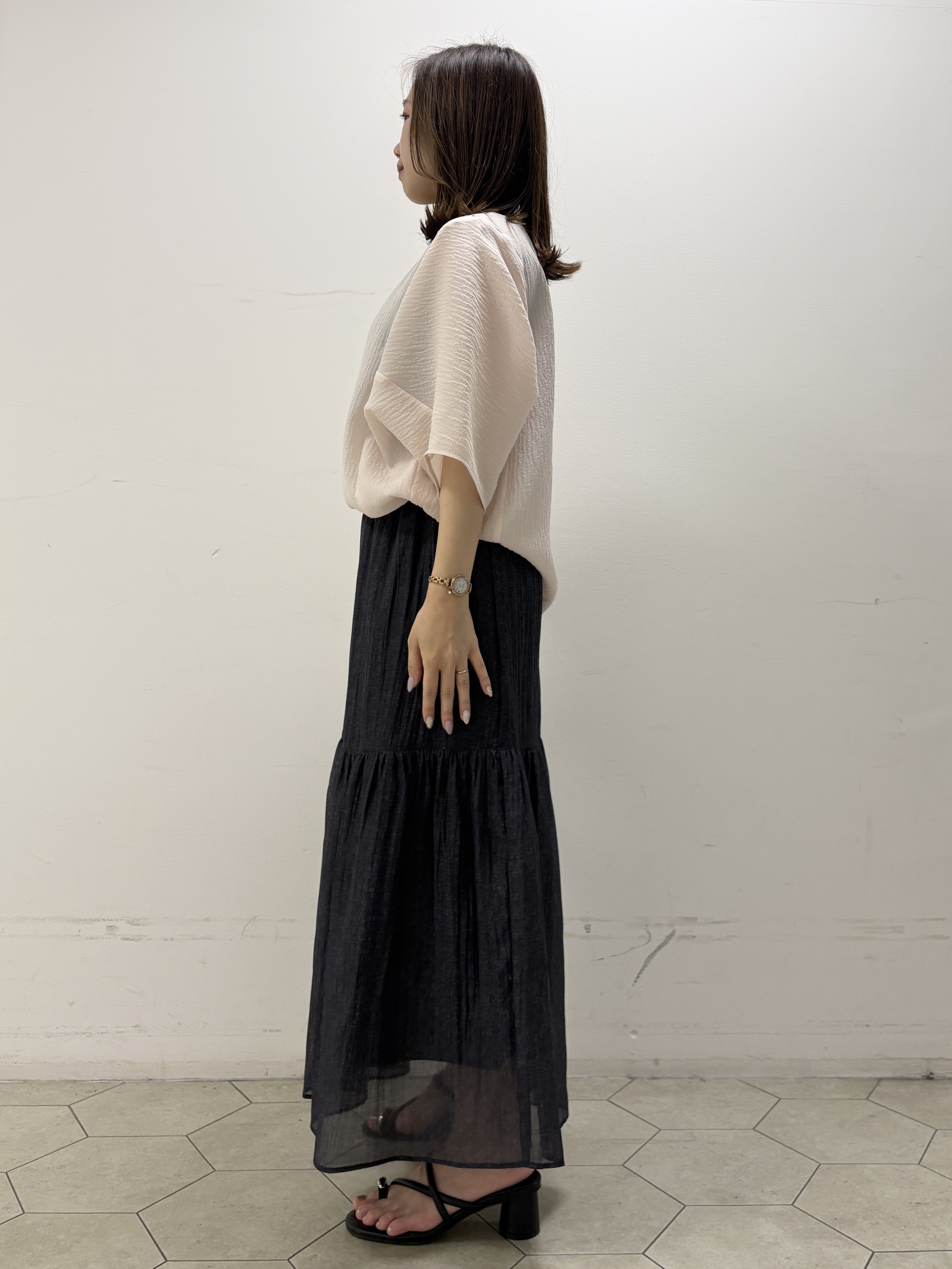 kahoさんの「INDIVI｜【華奢見え】ジャカード ドルマントップス」を使ったコーディネート