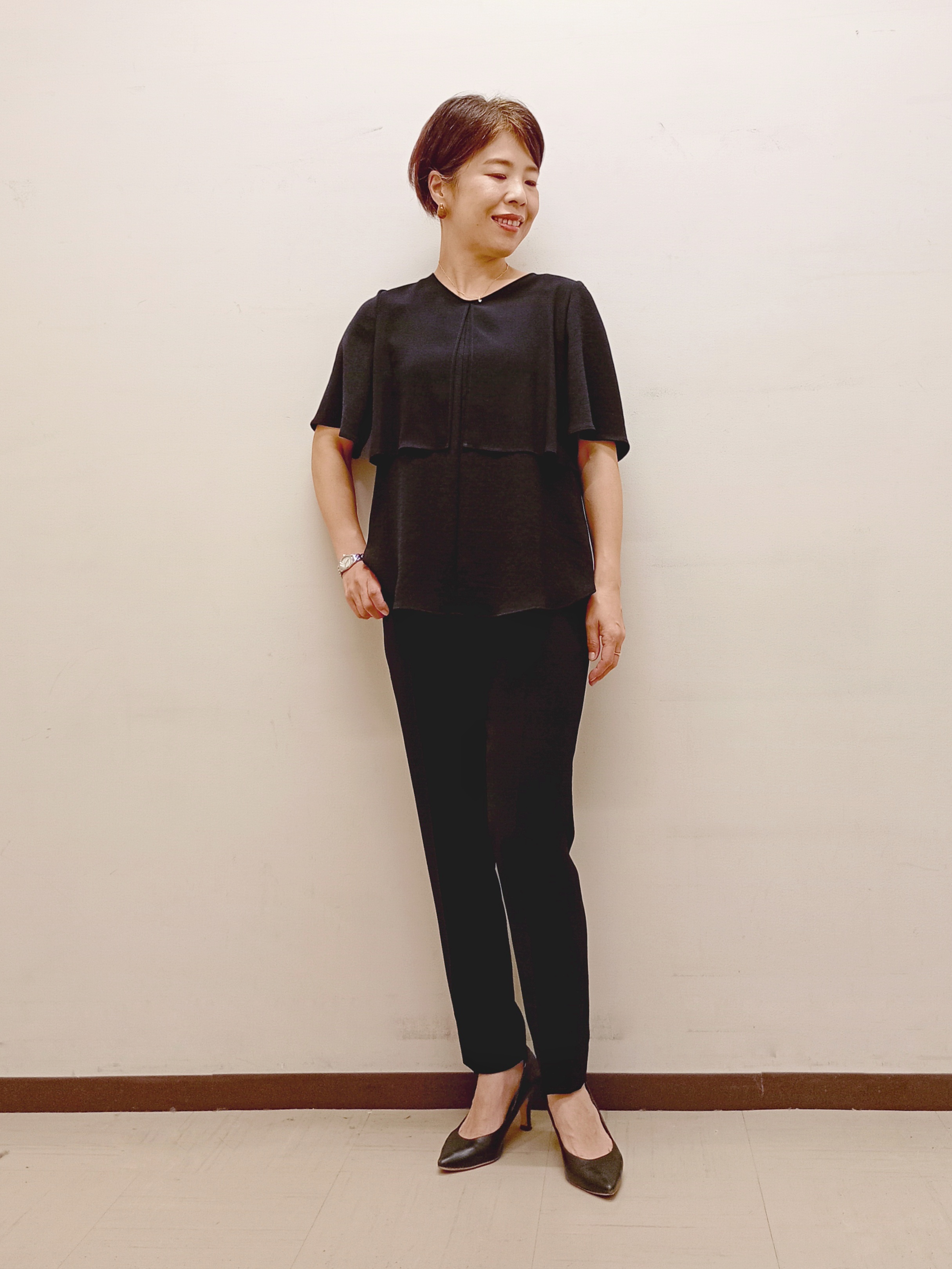 Kさんの「INDIVI｜【着る日傘】シフォンドッキングブラウス」を使ったコーディネート