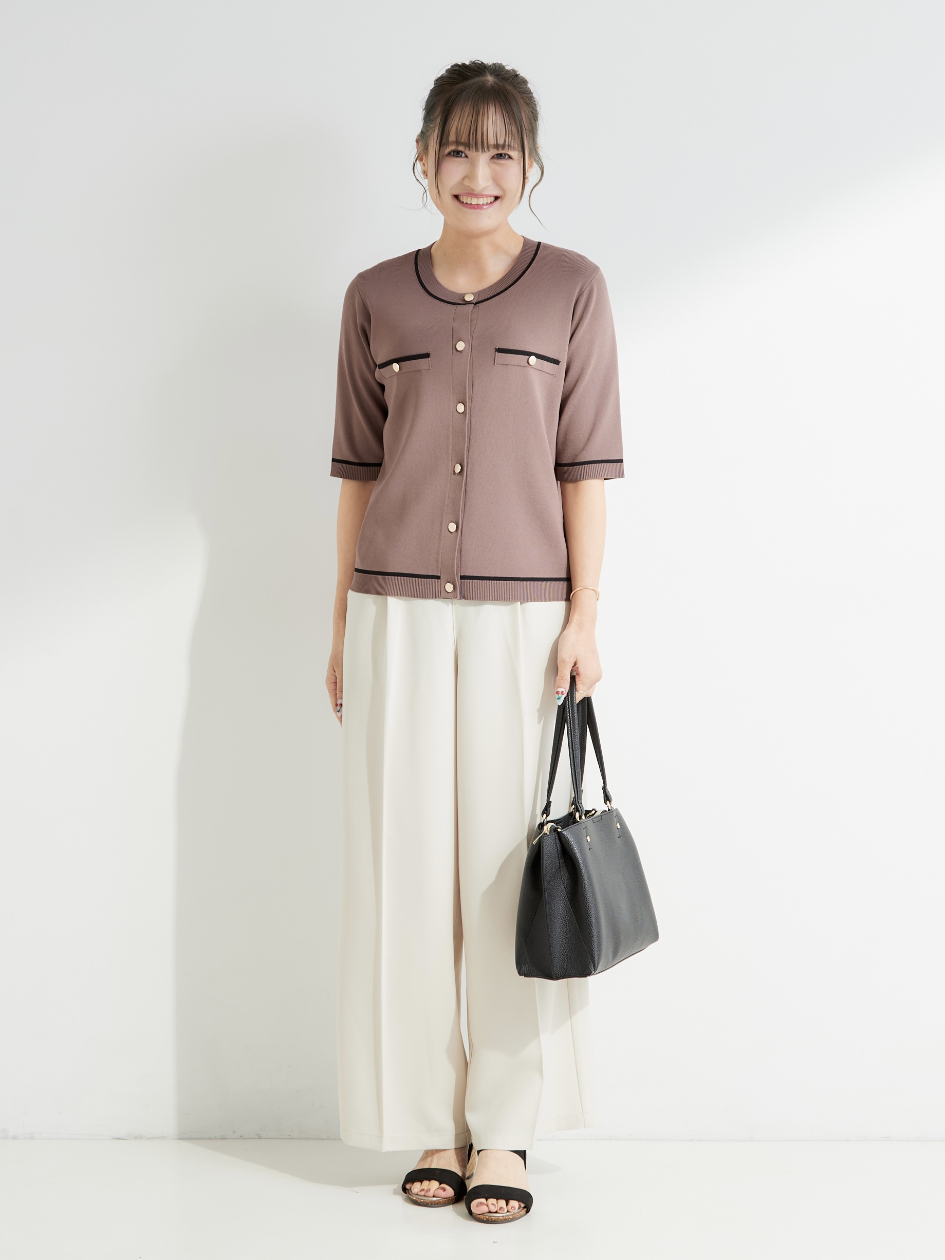 ゆゆさんの「SHOO･LA･RUE｜【ひんやり/S-LL/洗濯機可】さらりと涼しい ストレッチベイカーパンツ」を使ったコーディネート