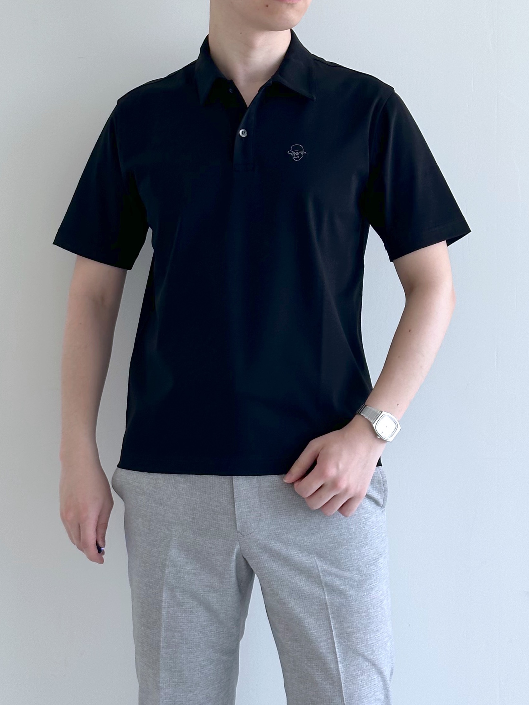 イッシーさんの「TAKEO KIKUCHI｜【接触冷感】アイスクリアコットン ワンポイント ポロシャツ」を使ったコーディネート