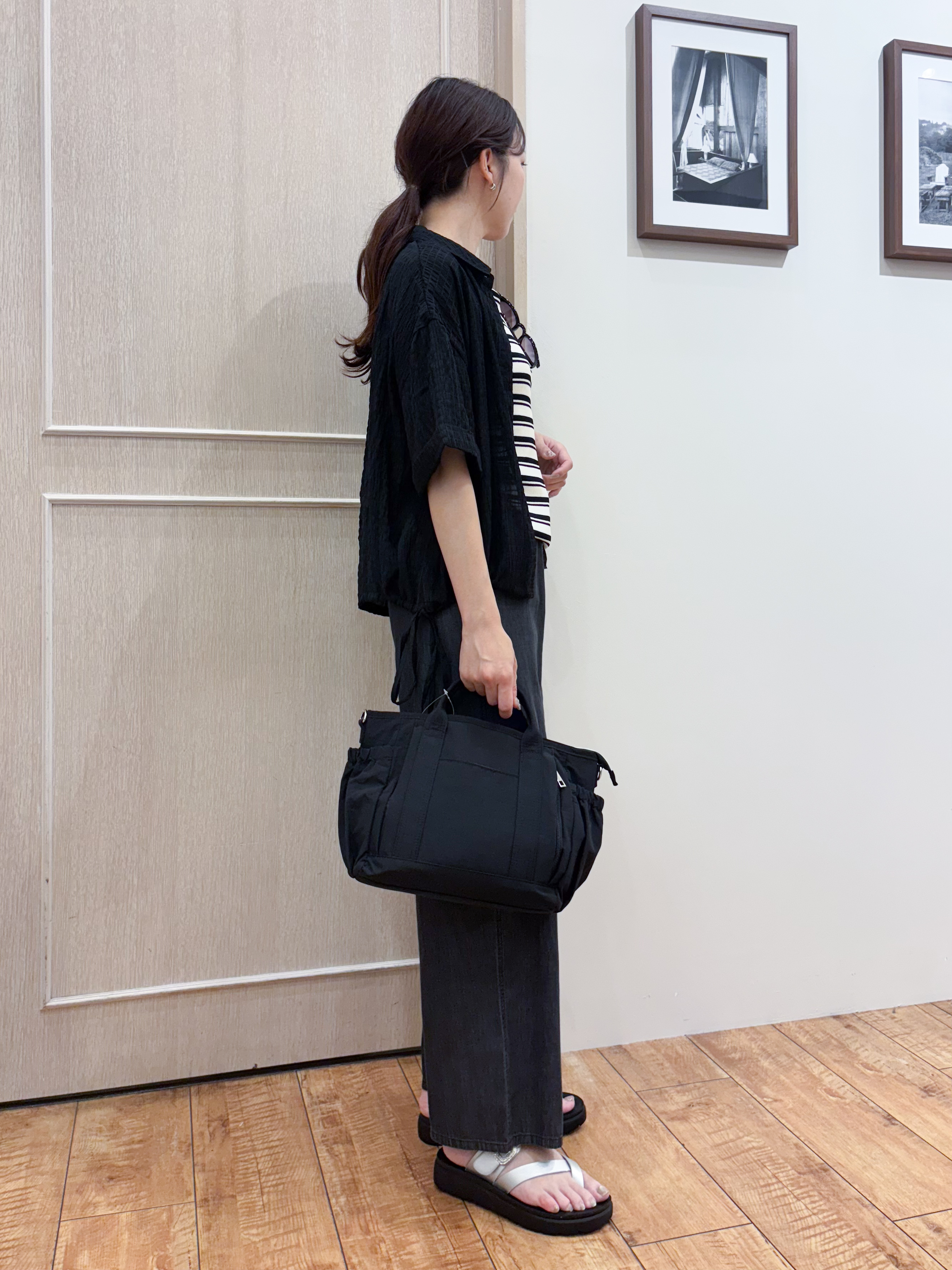 なみさんの「SHOO･LA･RUE｜【S-LL/洗濯機可/体型カバー】さらさら シャーリングシフォン 裾ドロストシャツ」を使ったコーディネート