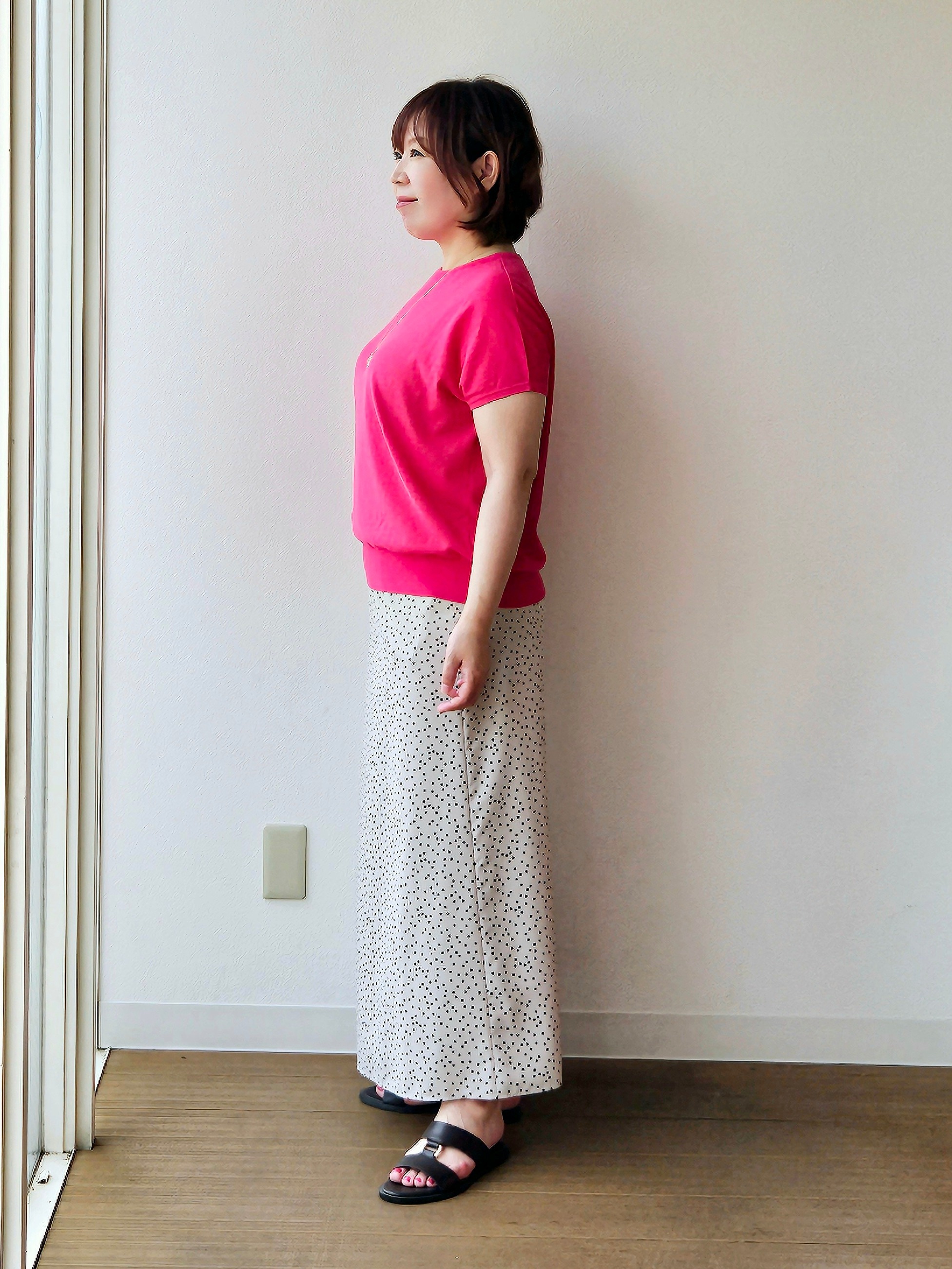 やじまさんの「UNTITLED｜【9色展開/アンサンブル可/洗える】コットンベーシックニット」を使ったコーディネート