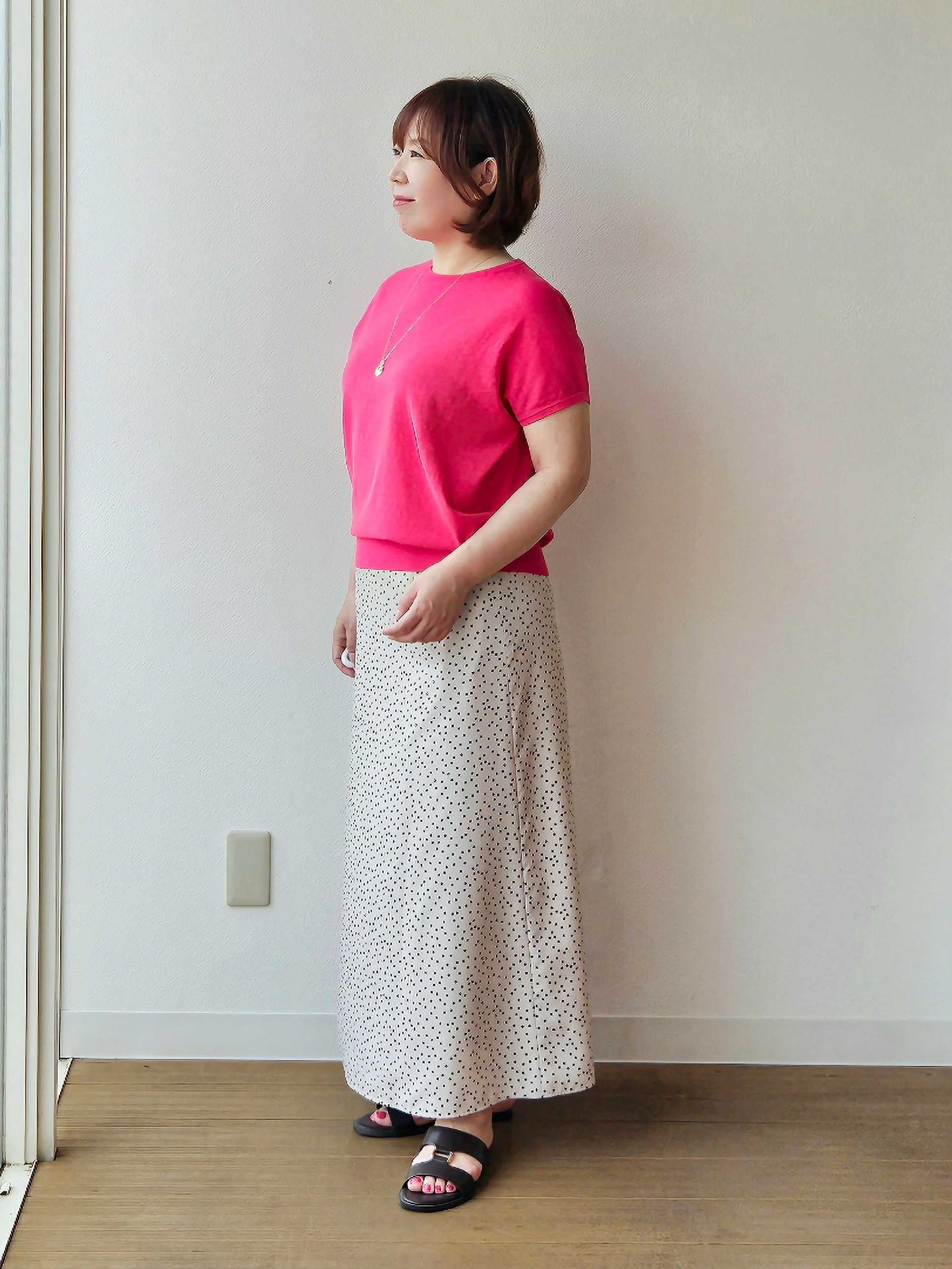 やじまさんの「UNTITLED｜【9色展開/アンサンブル可/洗える】コットンベーシックニット」を使ったコーディネート