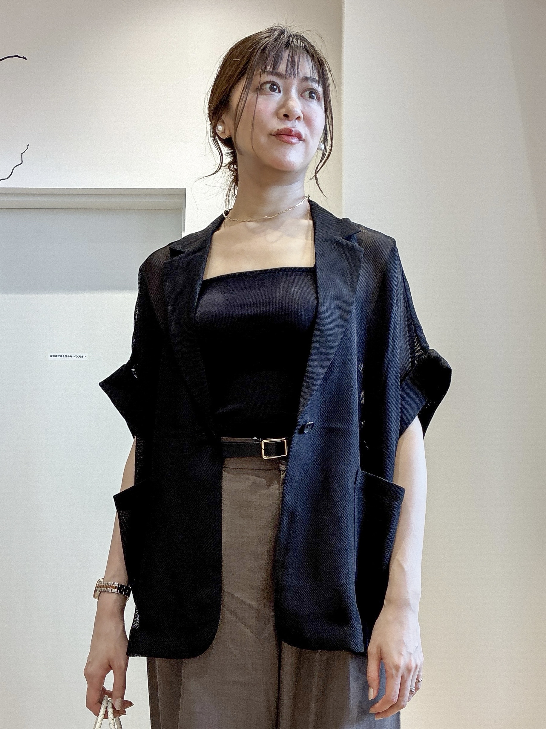 もんちゃんさんの「OPAQUE.CLIP｜メッシュテーラードジャケット【洗濯機OK】」を使ったコーディネート