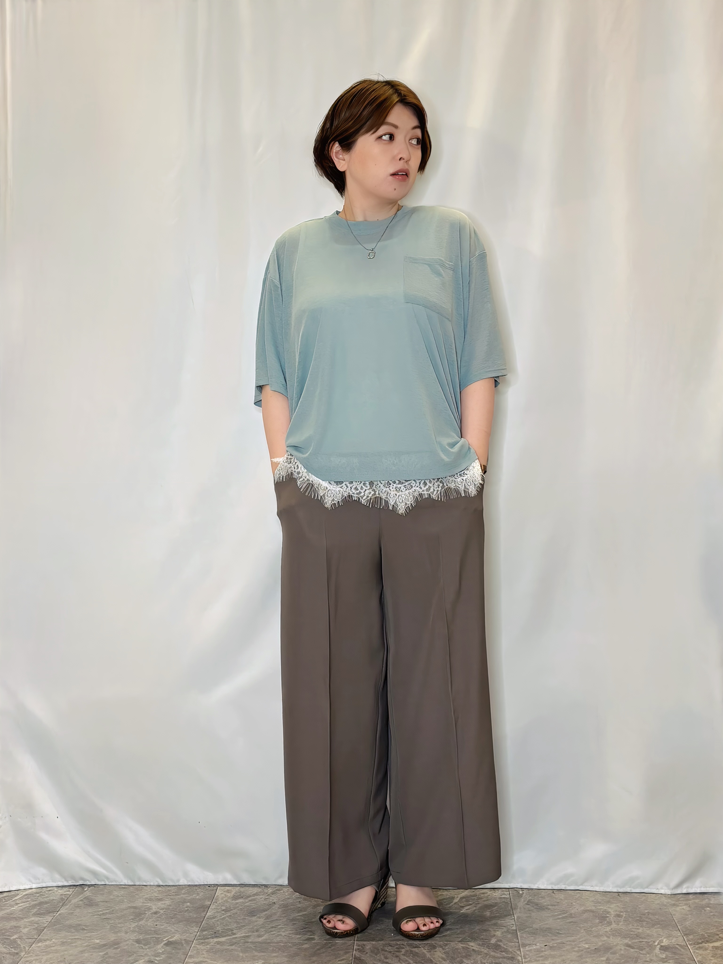 たみさんの「SHOO･LA･RUE｜【S-LL/洗濯機可/体型カバー】ゆるっとこなれる 大人のシアースラブTシャツ」を使ったコーディネート