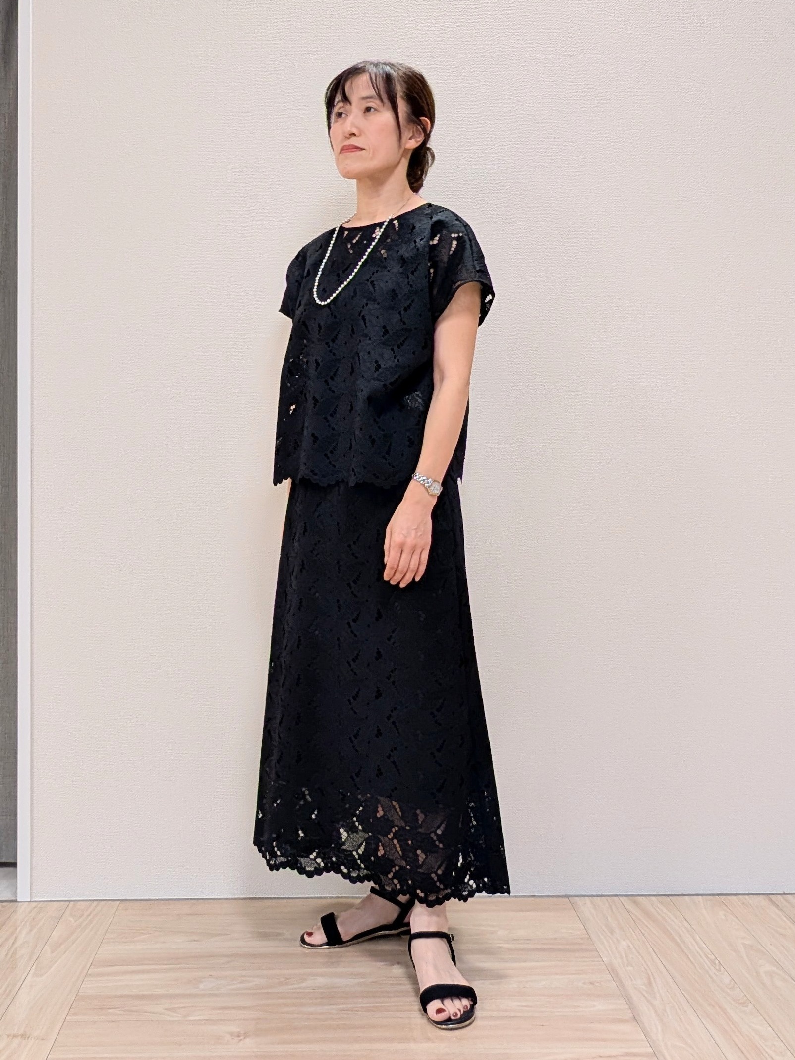 Rieさんの「UNTITLED｜【セットアップ可能】リーフレースブラウス」を使ったコーディネート
