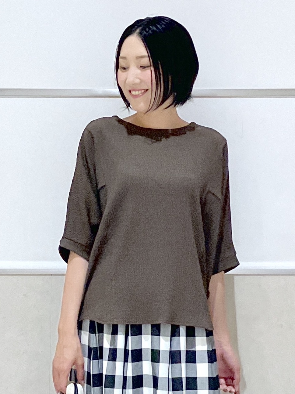 eriko さんの「Dessin｜シュリンクジャージ カットソー」を使ったコーディネート