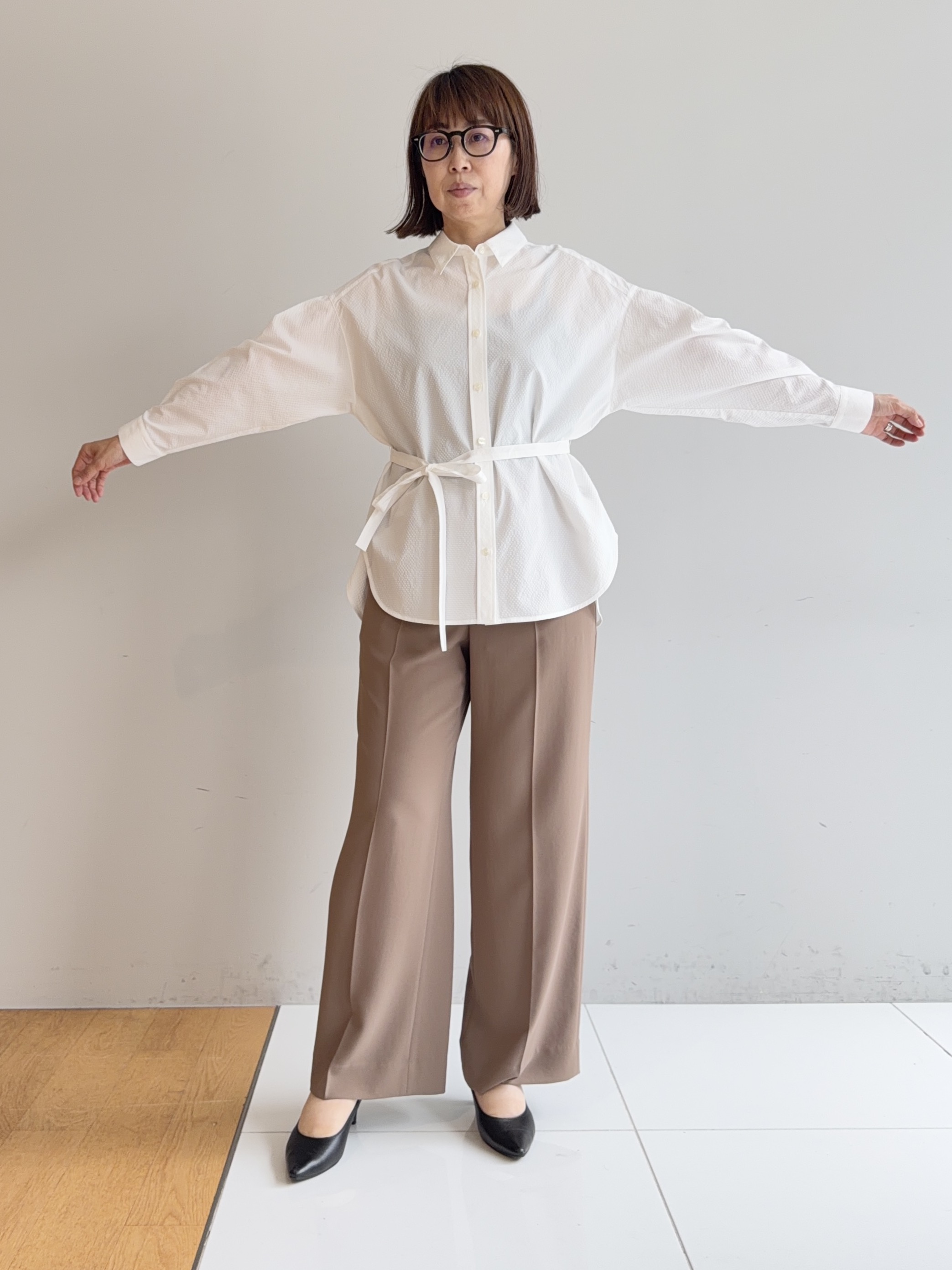 murayamaさんの「INDIVI｜【ラム革／美脚／通勤】レザーパンプス」を使ったコーディネート