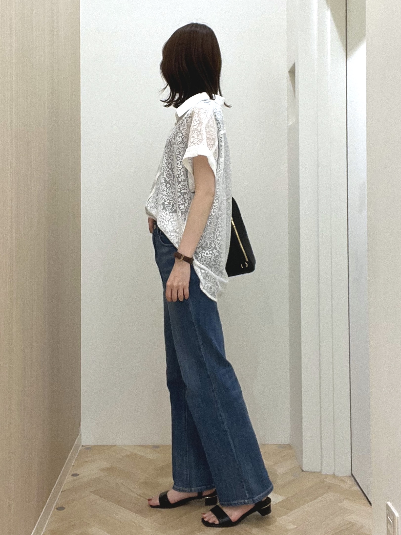  おまつさんの「grove｜【洗える・体型カバー】レースドルマンシャツ」を使ったコーディネート