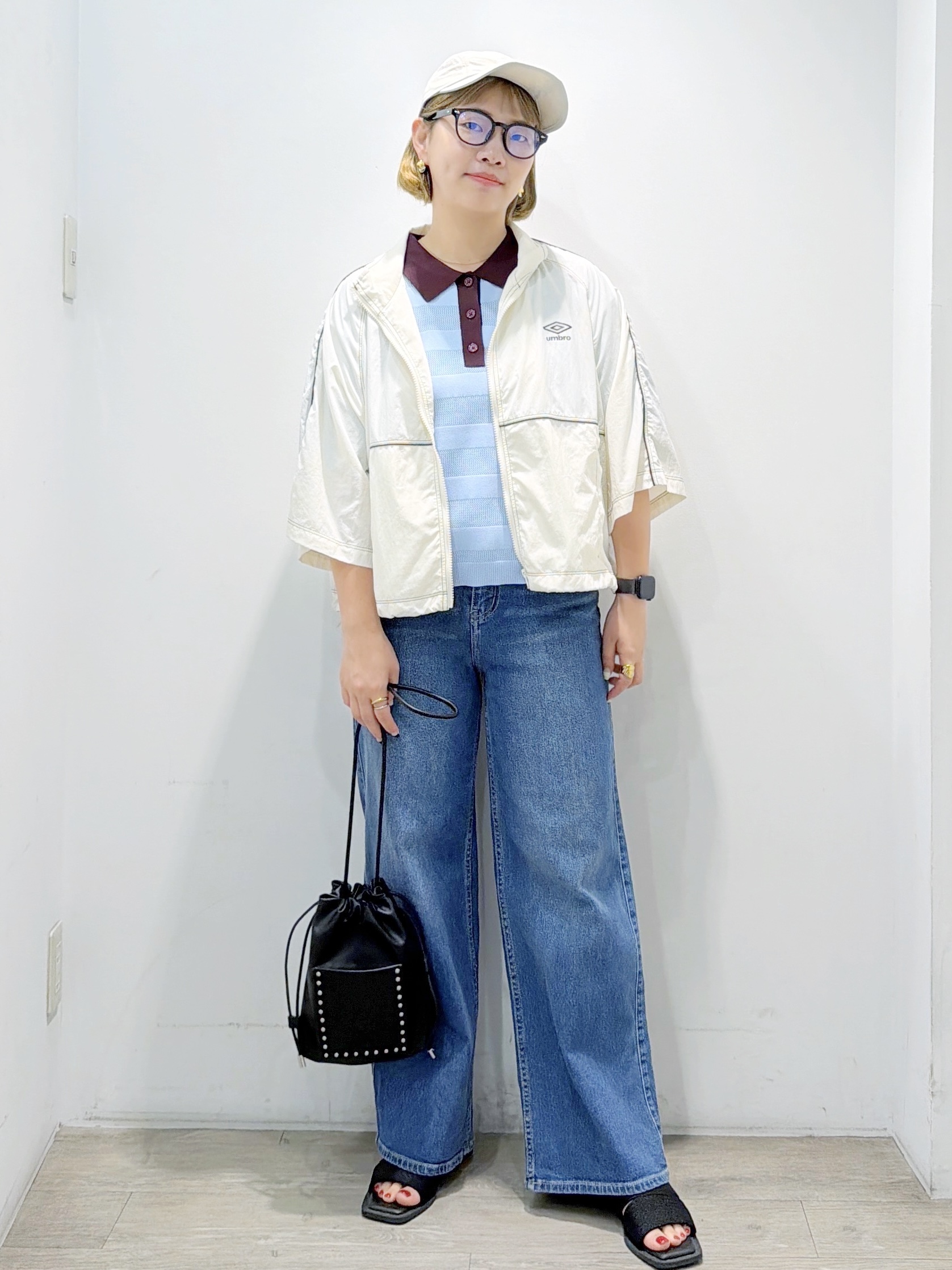 sumicaさんの「OPAQUE.CLIP｜◆【umbro／アンブロ】メッシュボーダー配色ポロニット」を使ったコーディネート