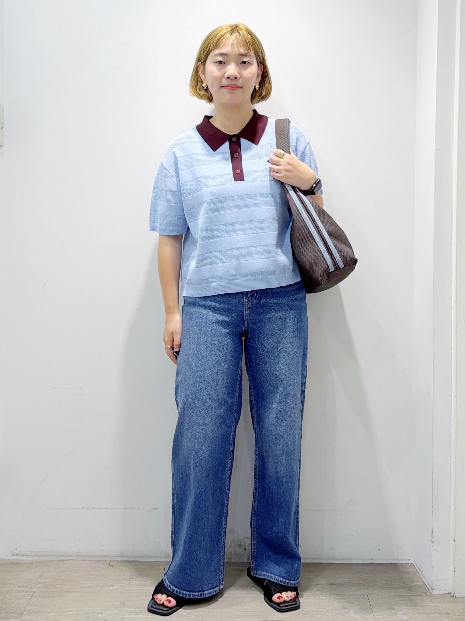 sumicaさんの「OPAQUE.CLIP｜◆【umbro／アンブロ】メッシュボーダー配色ポロニット」を使ったコーディネート