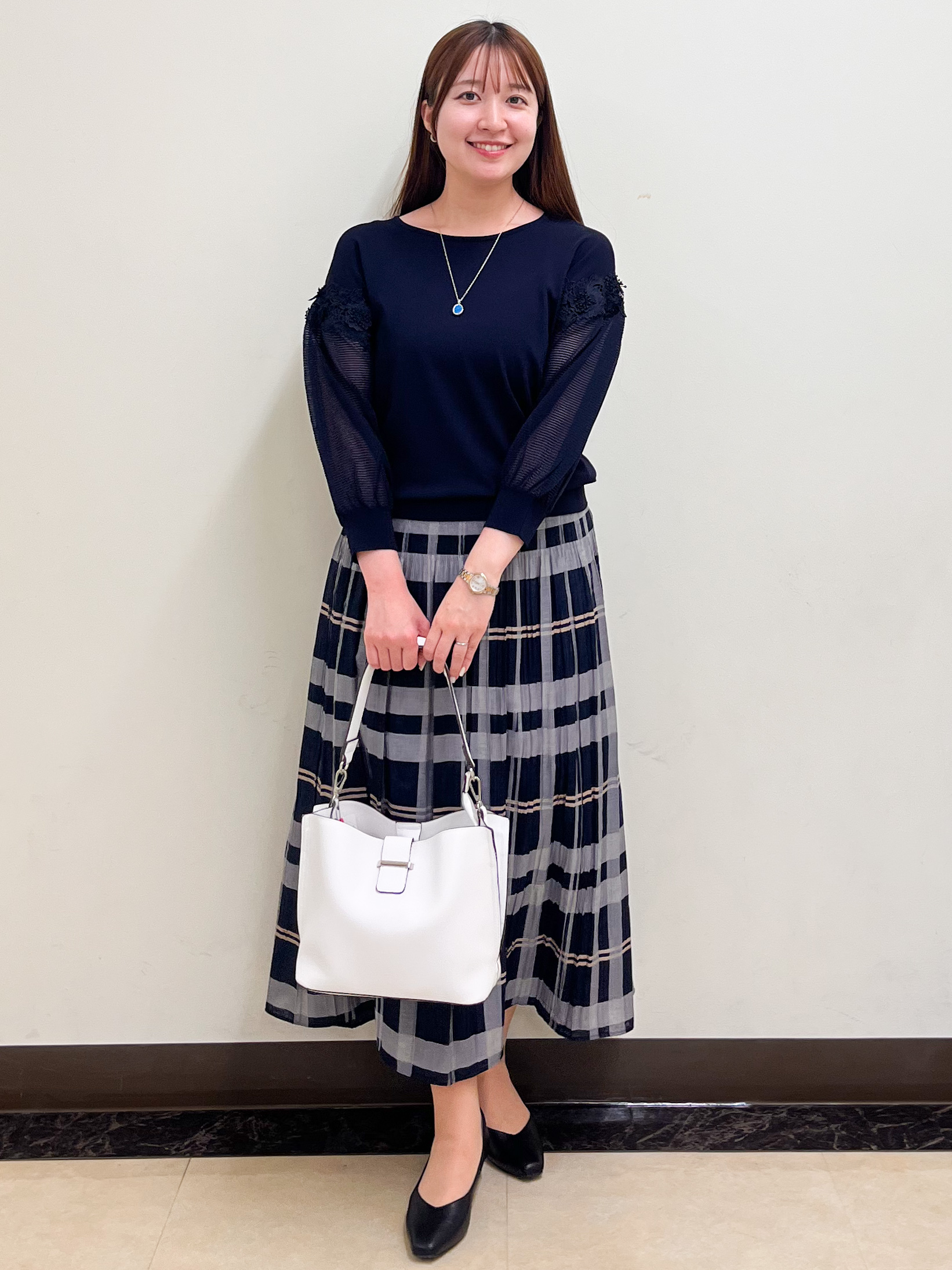 mikikoさんの「Reflect｜【前後2WAY】レーススリーブデザインニット」を使ったコーディネート