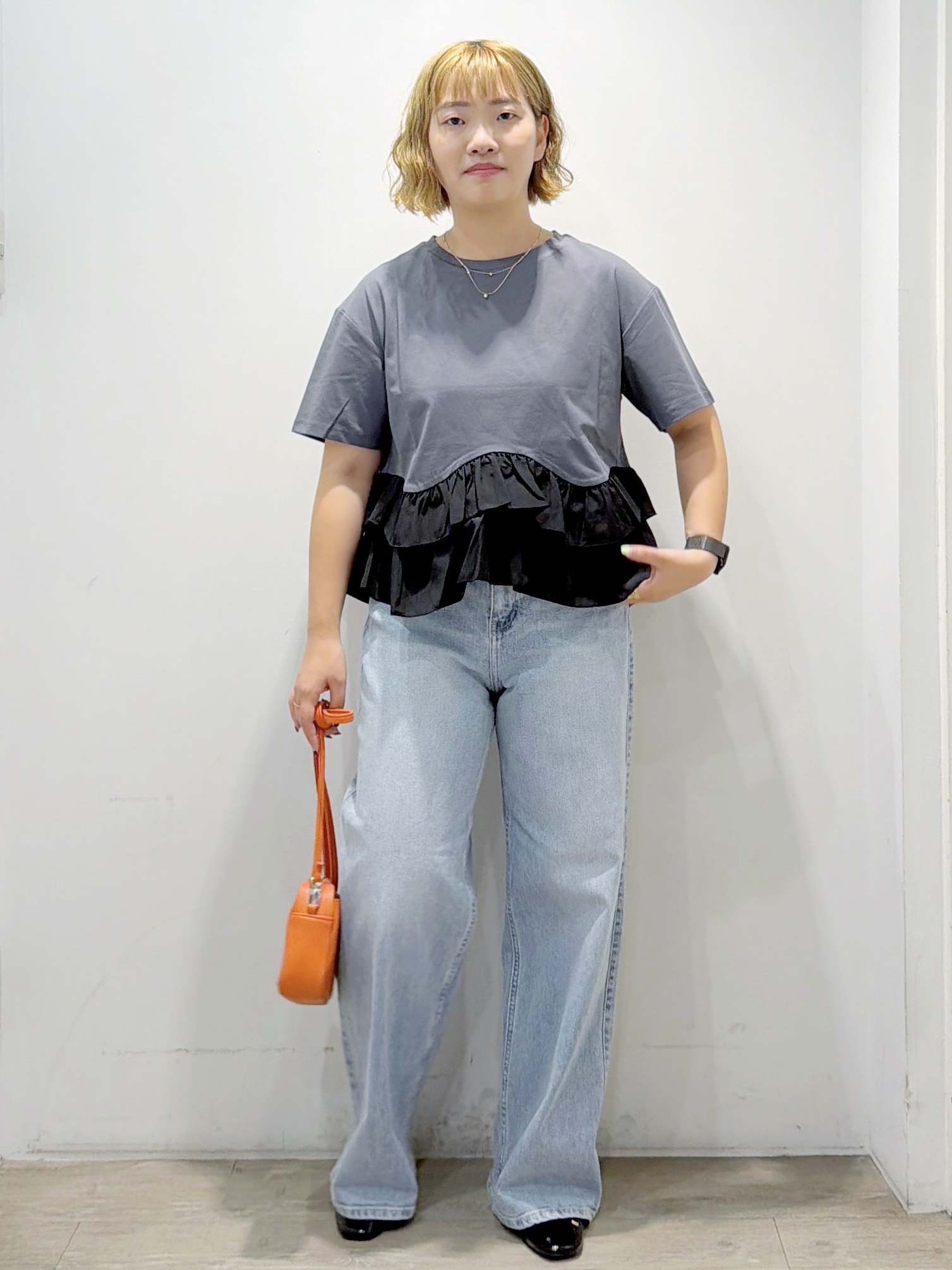 sumicaさんの「OPAQUE.CLIP｜裾フリルドッキングTシャツ【洗濯機OK】」を使ったコーディネート