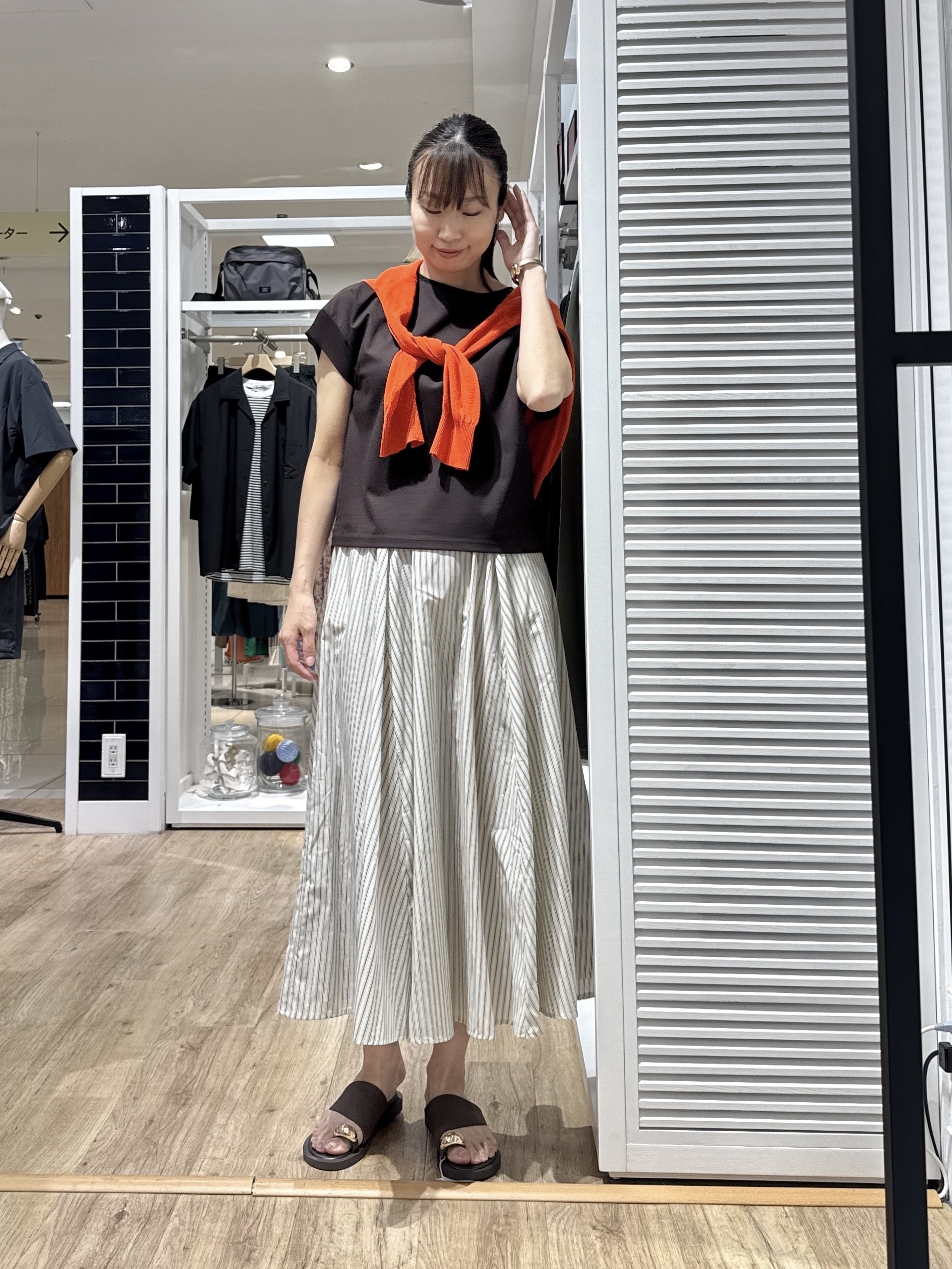 Junさんの「Dessin｜【UVカット/接触冷感】美光沢カットソー」を使ったコーディネート