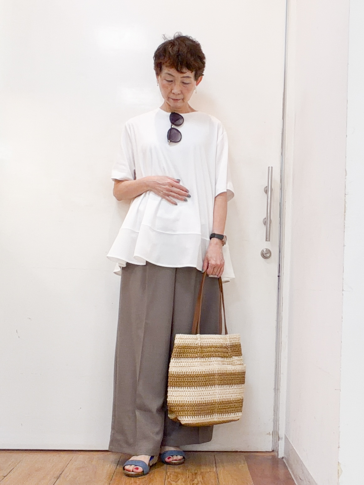みぃさんの「SHOO･LA･RUE｜【ひんやり/洗濯機可/S-LL】オンにもオフにも マルチに使えるボタンレスカーディガン」を使ったコーディネート
