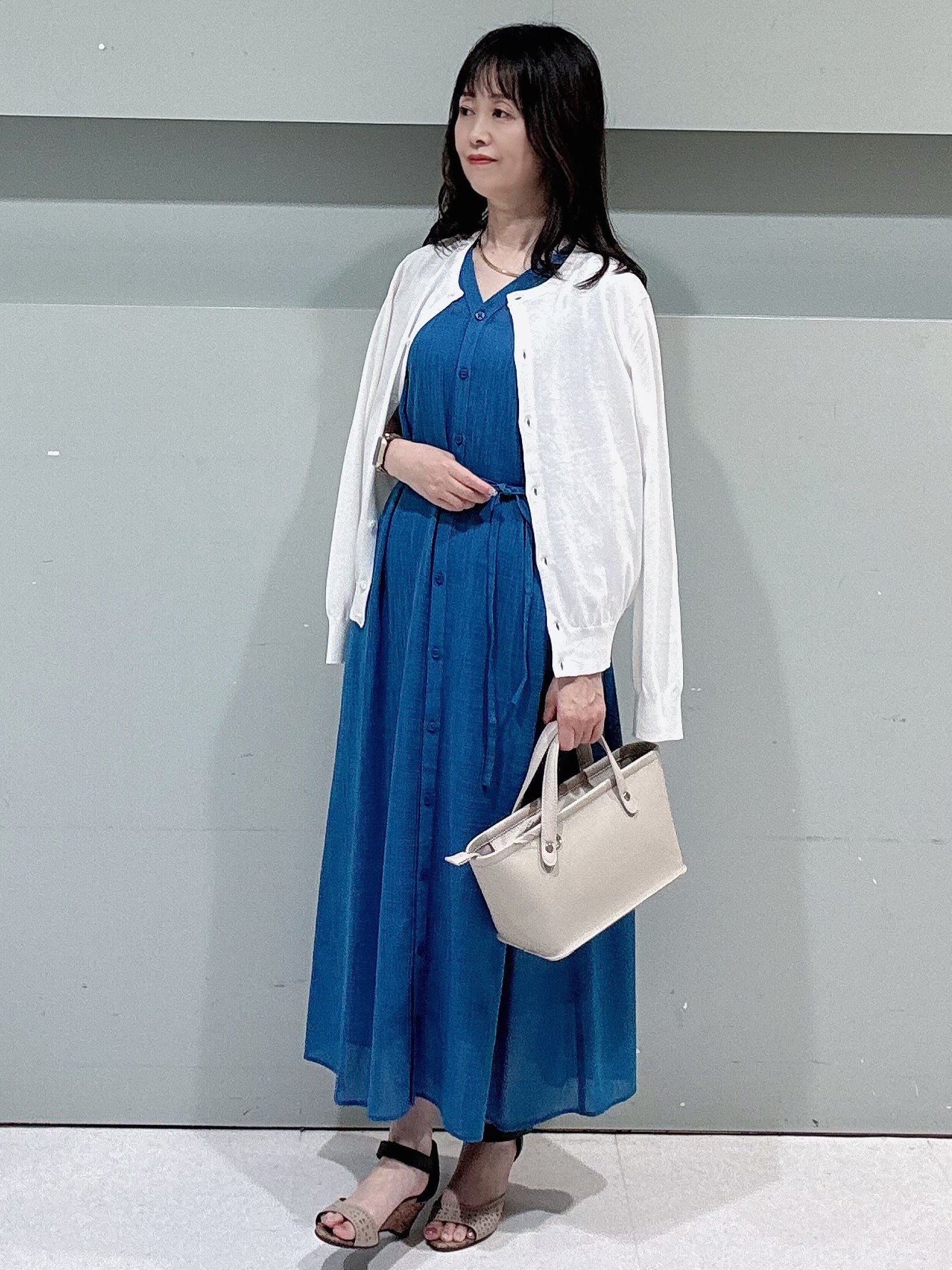 makiさんの「UNTITLED｜【9色展開/アンサンブル可】コットンクルーネックカーディガン」を使ったコーディネート