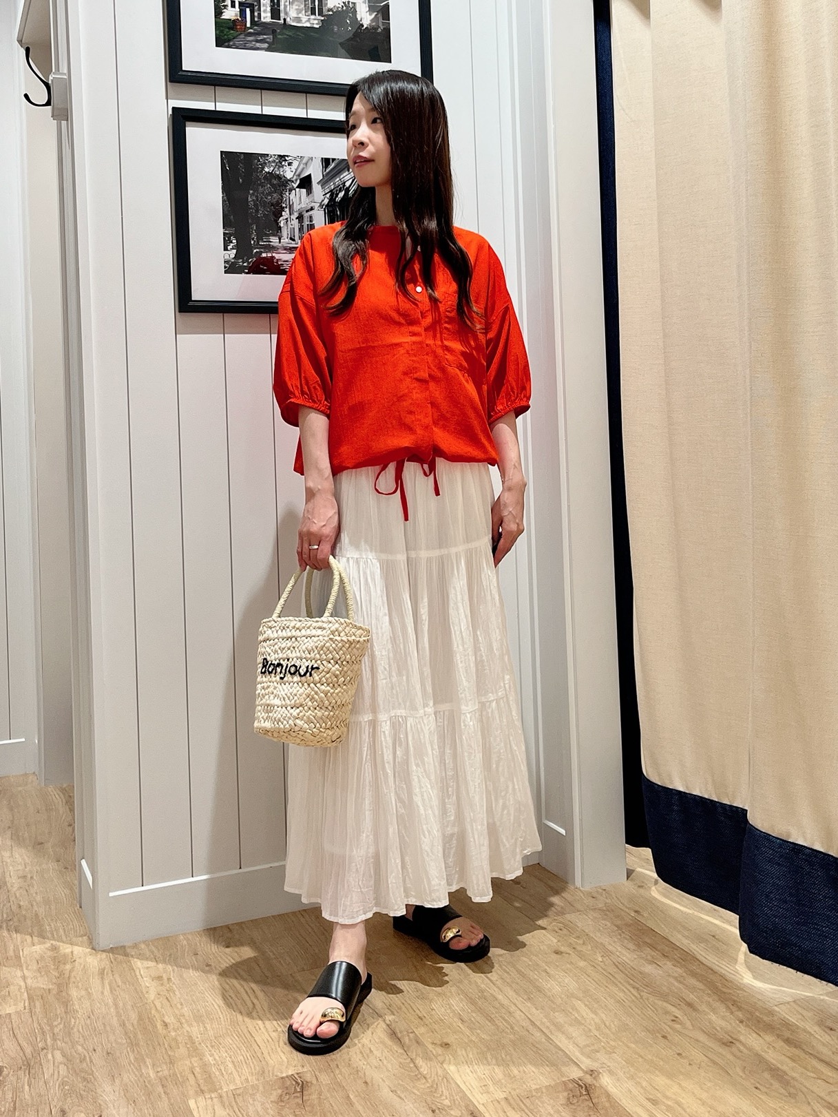 mihoさんの「Dessin｜【高通気/セットアップ可】ハーフスリーブドロストシャツブラウス」を使ったコーディネート
