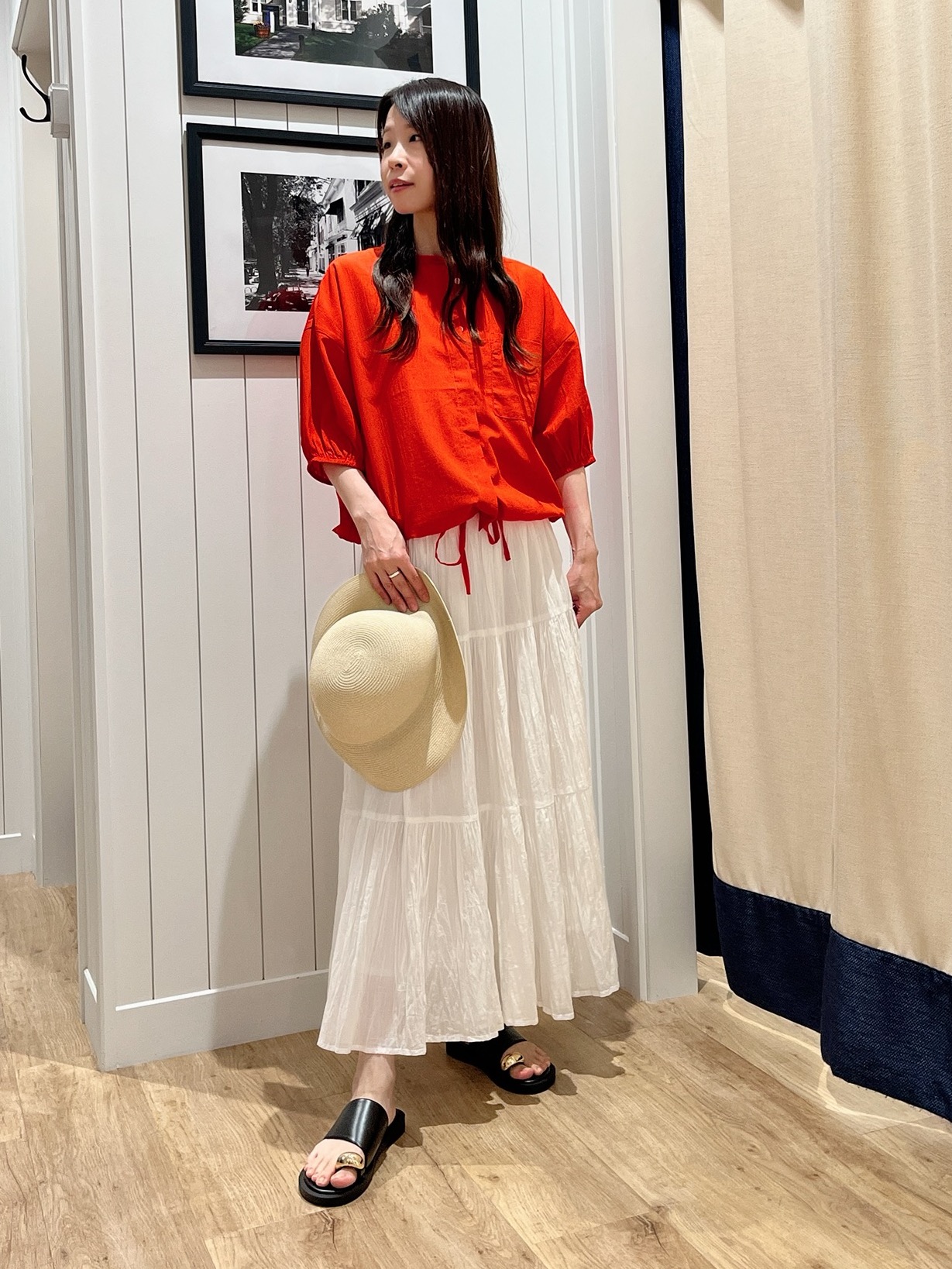 mihoさんの「Dessin｜【高通気/セットアップ可】ハーフスリーブドロストシャツブラウス」を使ったコーディネート