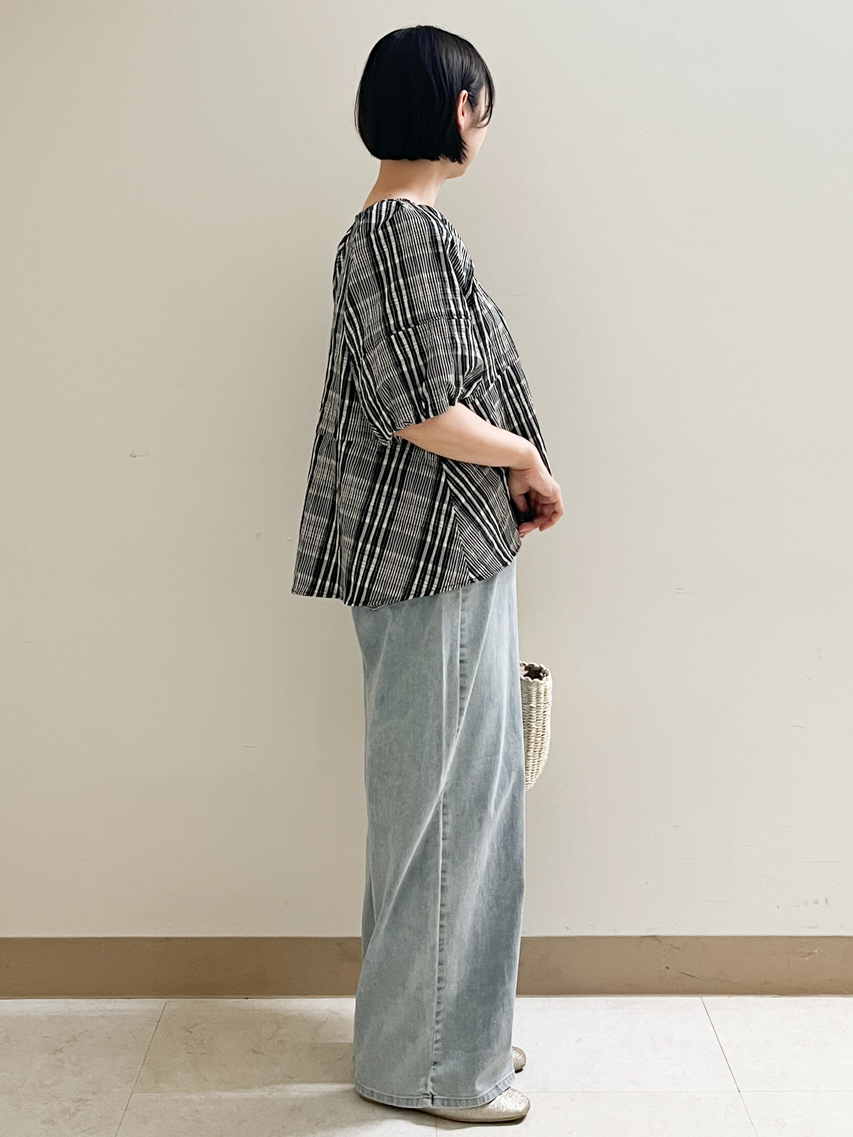 あかねさんの「OPAQUE.CLIP｜チェック柄ペプラムブラウス【洗濯機OK】」を使ったコーディネート