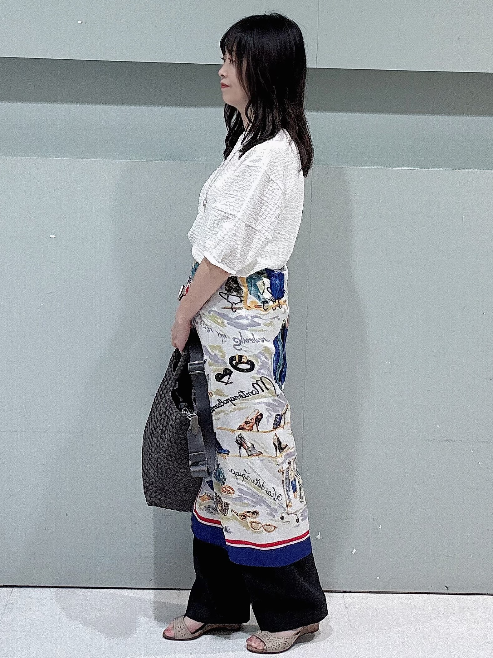 makiさんの「UNTITLED｜【UV/接触冷感/セットアップ可】スラブワイドパンツ」を使ったコーディネート