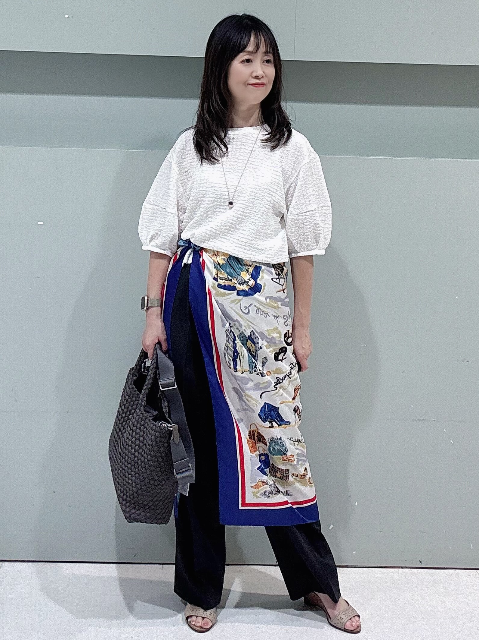 makiさんの「UNTITLED｜【UV/接触冷感/セットアップ可】スラブワイドパンツ」を使ったコーディネート
