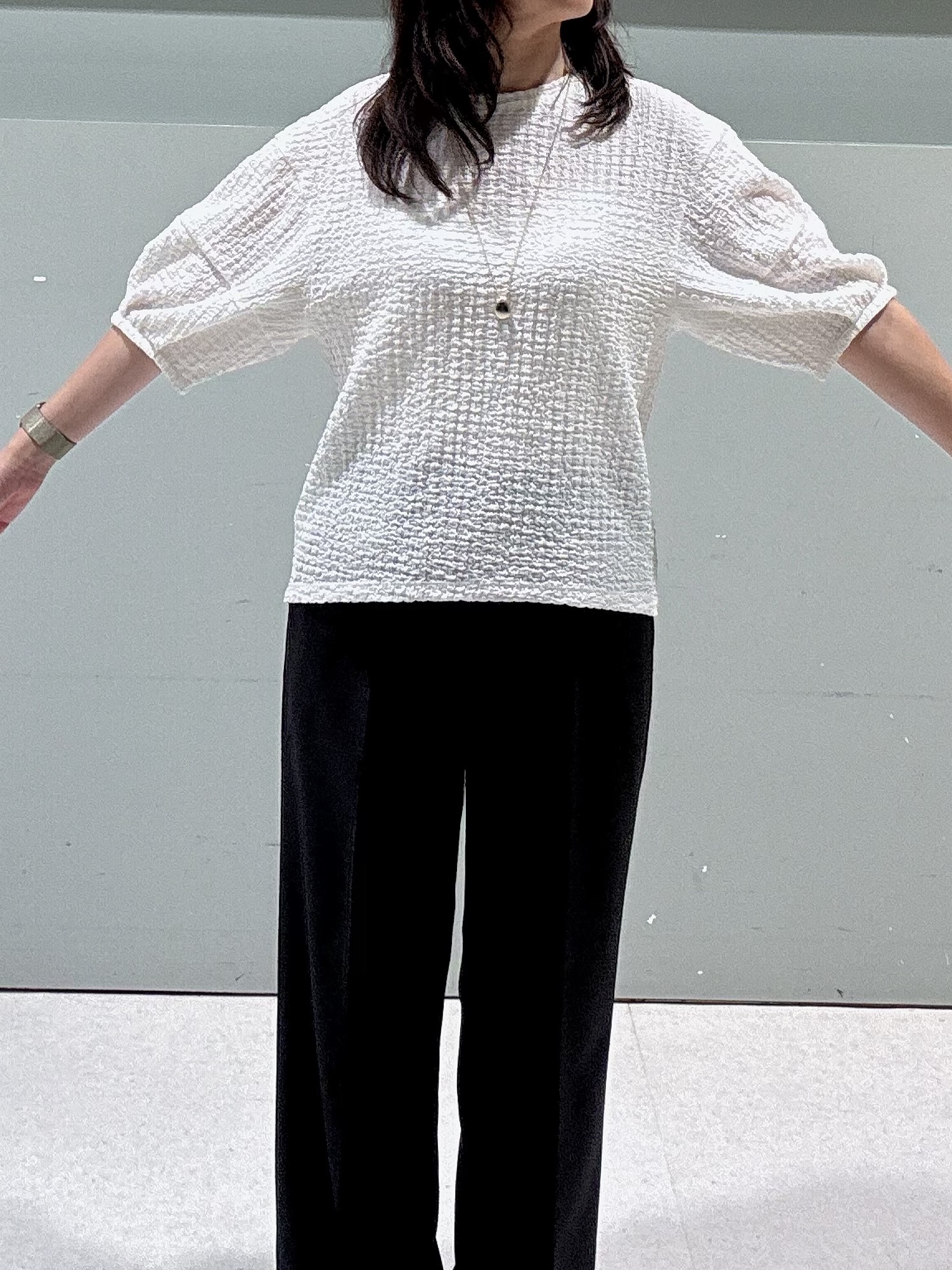 makiさんの「UNTITLED｜【UV/接触冷感/セットアップ可】スラブワイドパンツ」を使ったコーディネート
