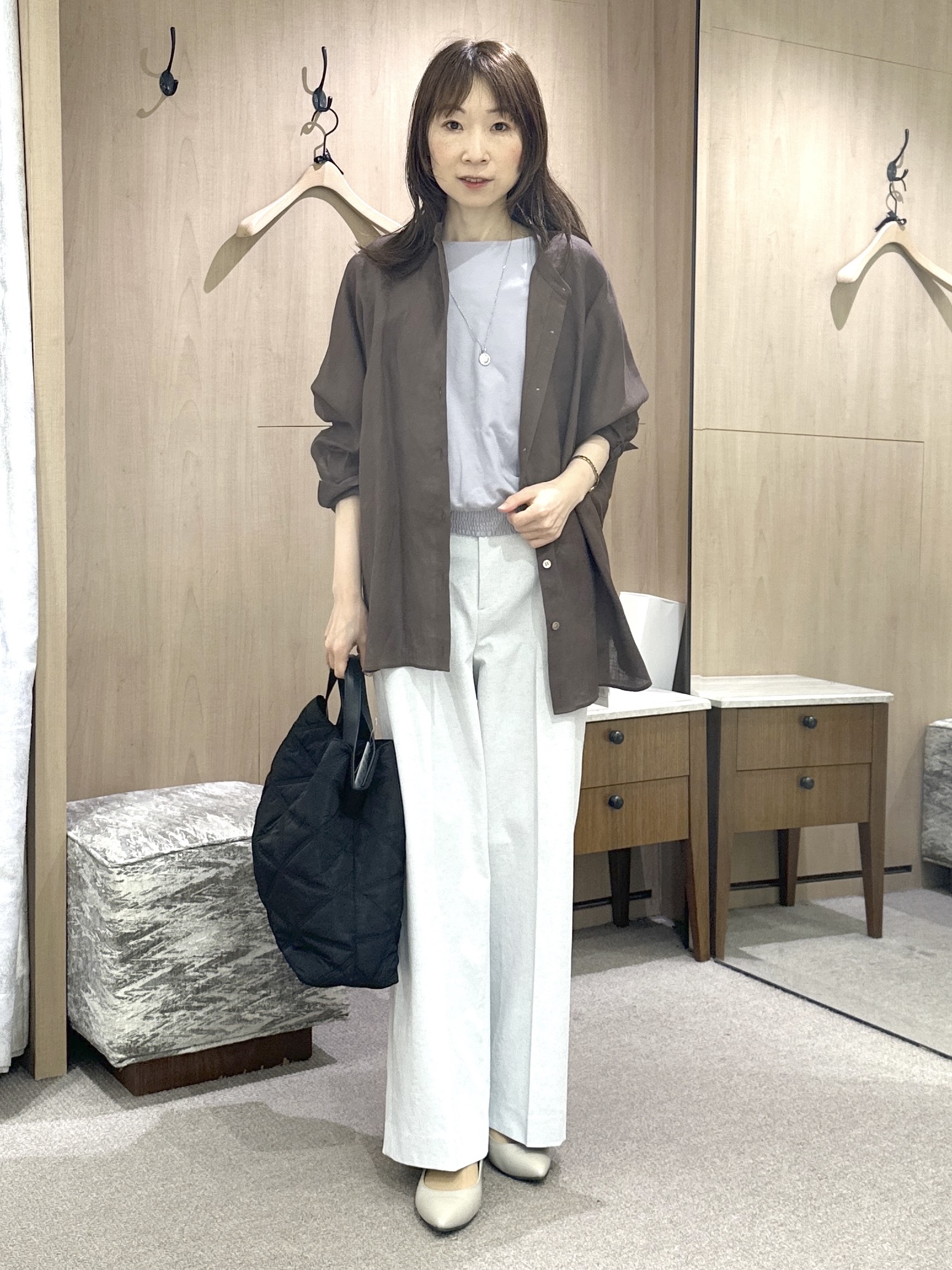 Miwaさんの「UNTITLED｜【接触冷感/汗染み防止/吸水速乾/UVカット】シャーリングプルオーバー」を使ったコーディネート