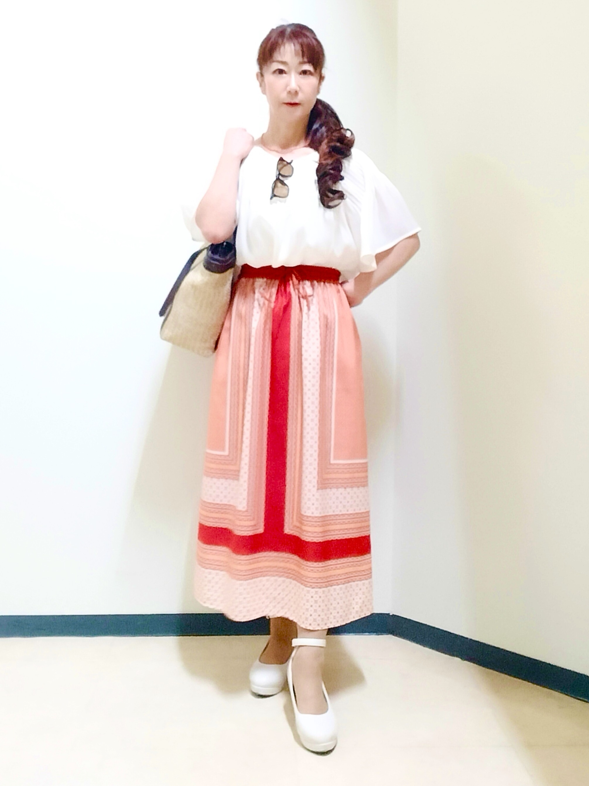 花さんの「Reflect｜ピンタックデザインフレアスリーブブラウス」を使ったコーディネート