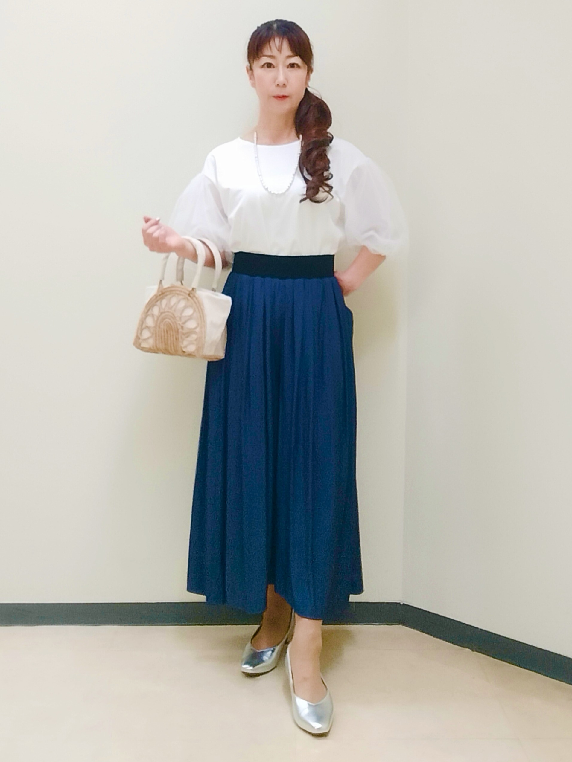 花さんの「Reflect｜【UVカット／接触冷感／吸水速乾】チュールスリーブプルオーバー」を使ったコーディネート